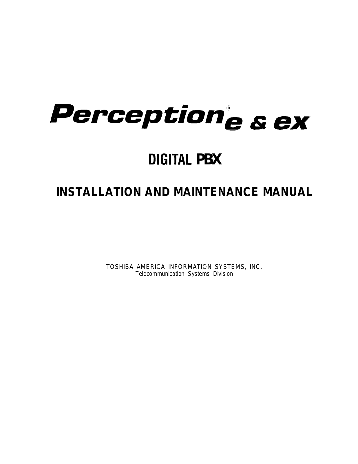 Toshiba Perception E, Perception EX User Guide