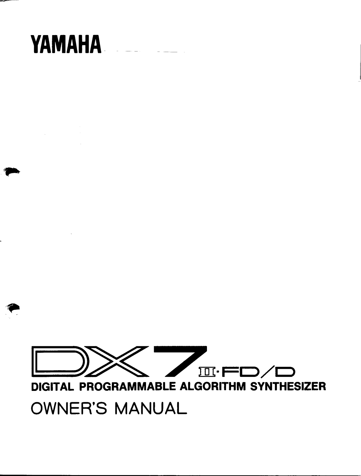 Yamaha DX7II FD-D, DX7II D User Manual