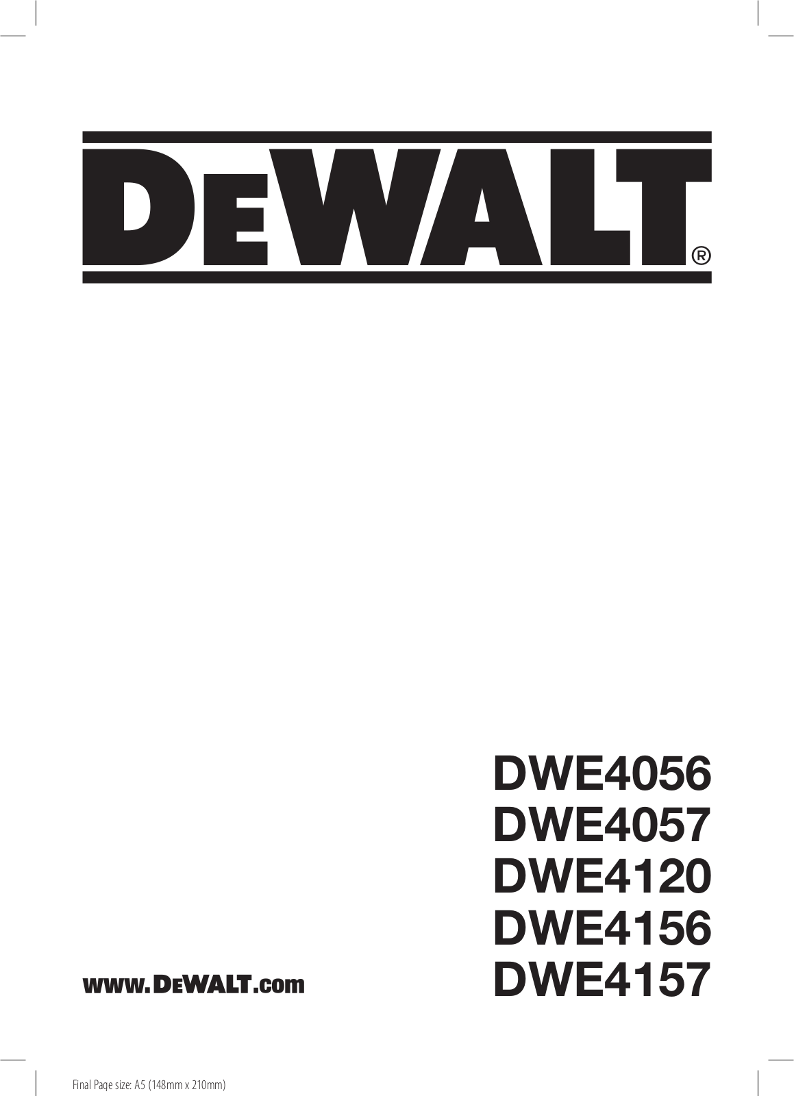 DeWalt DWE4057 User manual