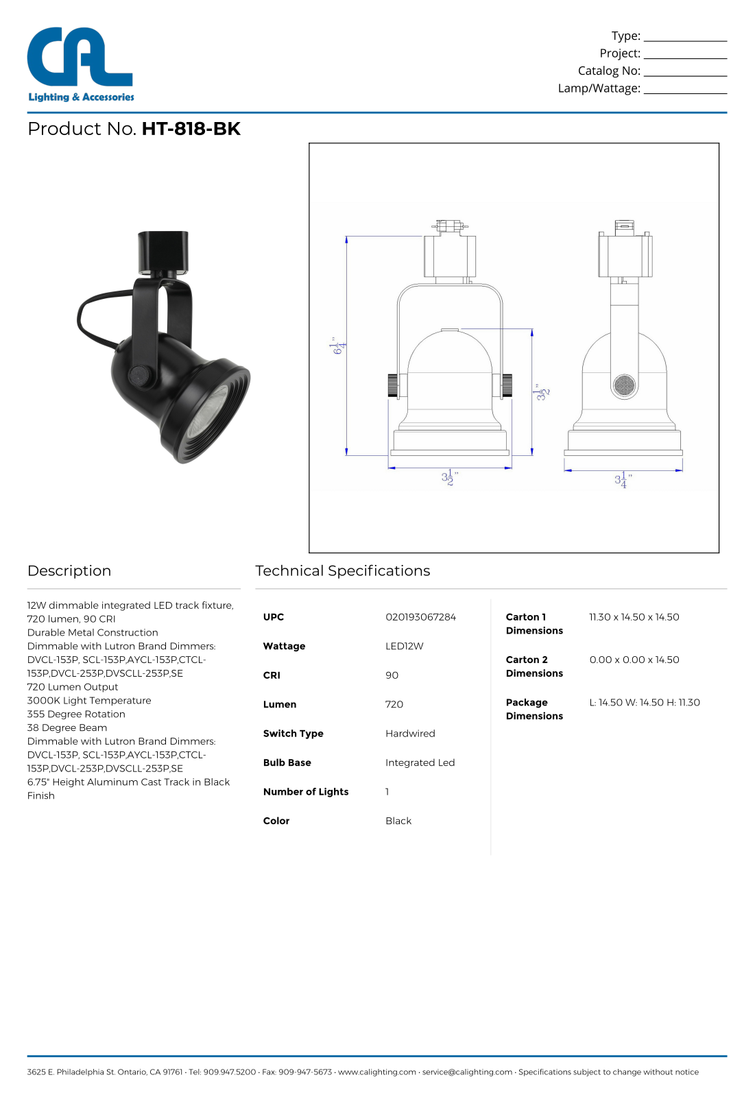 Cal Lighting CG10986 Specifications - ManualMachine.com