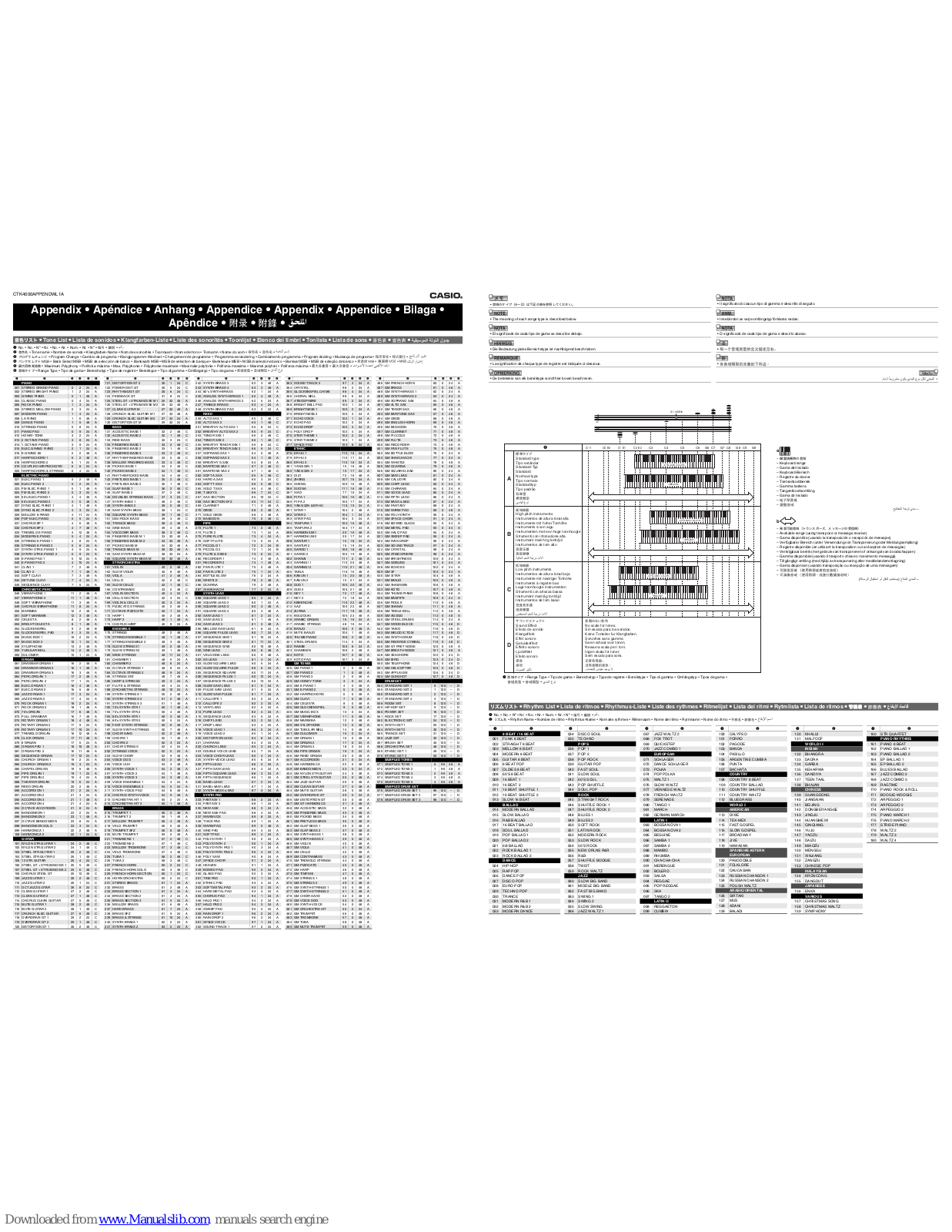 Casio CTK-4000 - APPENDICE, CTK-WK200, LK-270, WK-200, WK-210 Appendix