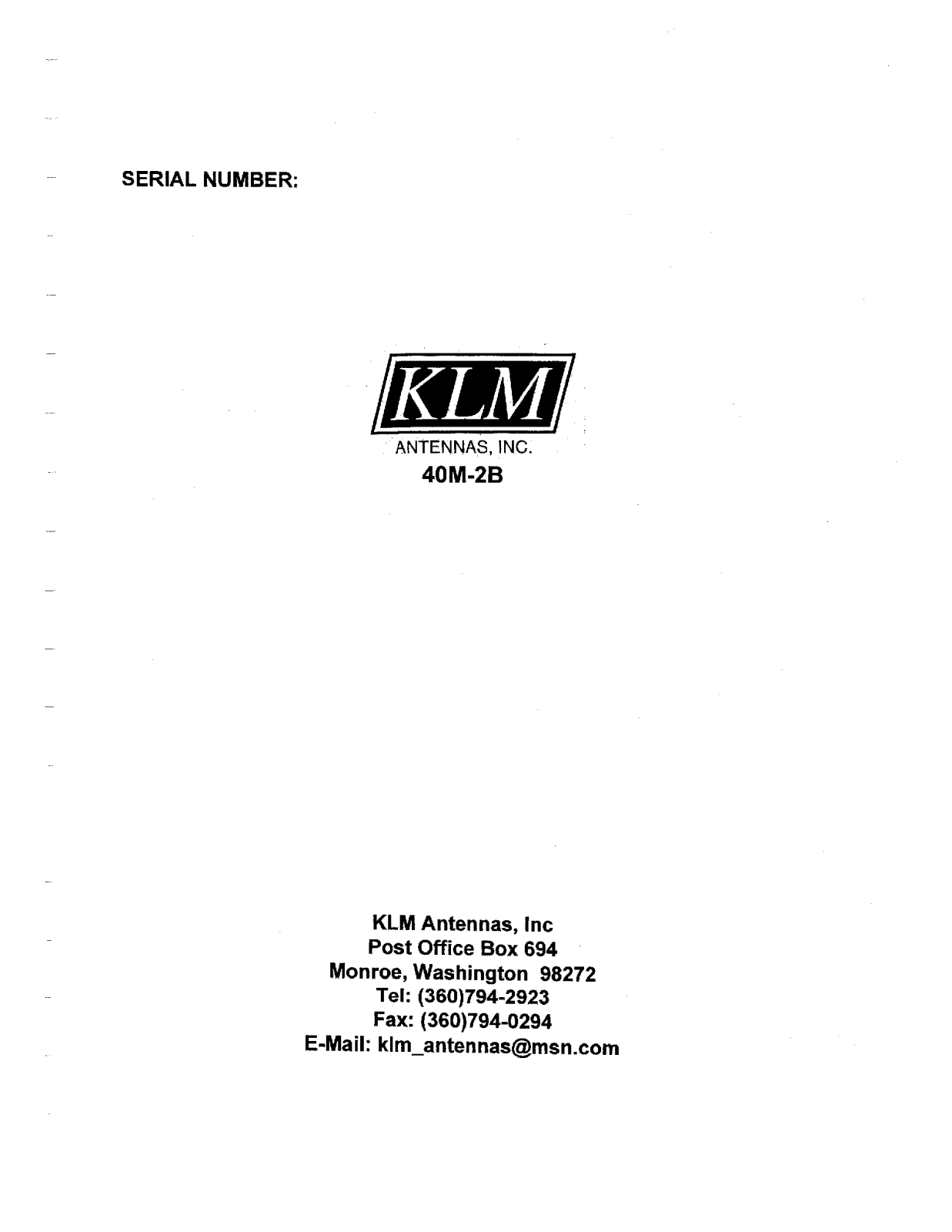 KLM 40M-2B Service manual