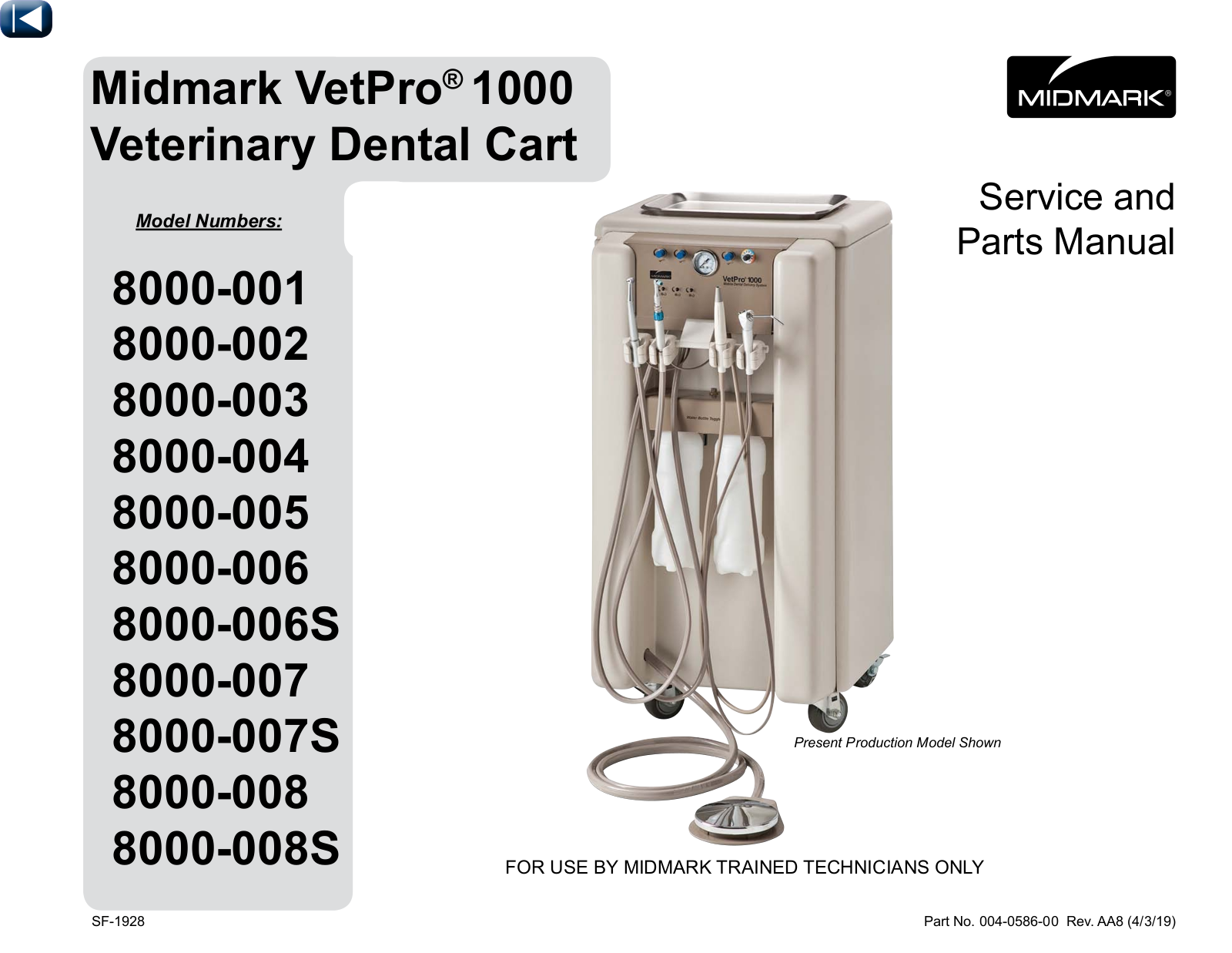 Midmark VetPro1000 Mobile Service manual