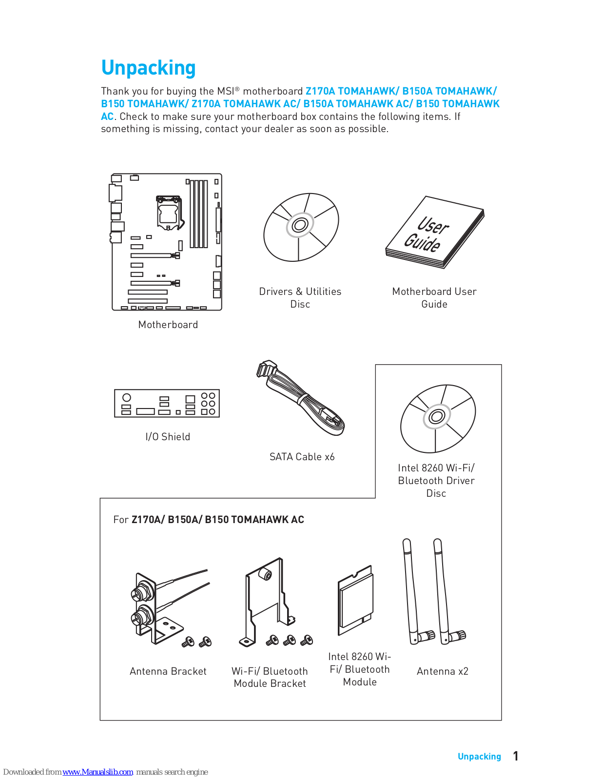 MSI Z170A TOMAHAWK, B150A TOMAHAWK, B150 TOMAHAWK, Z170A TOMAHAWK AC User Manual