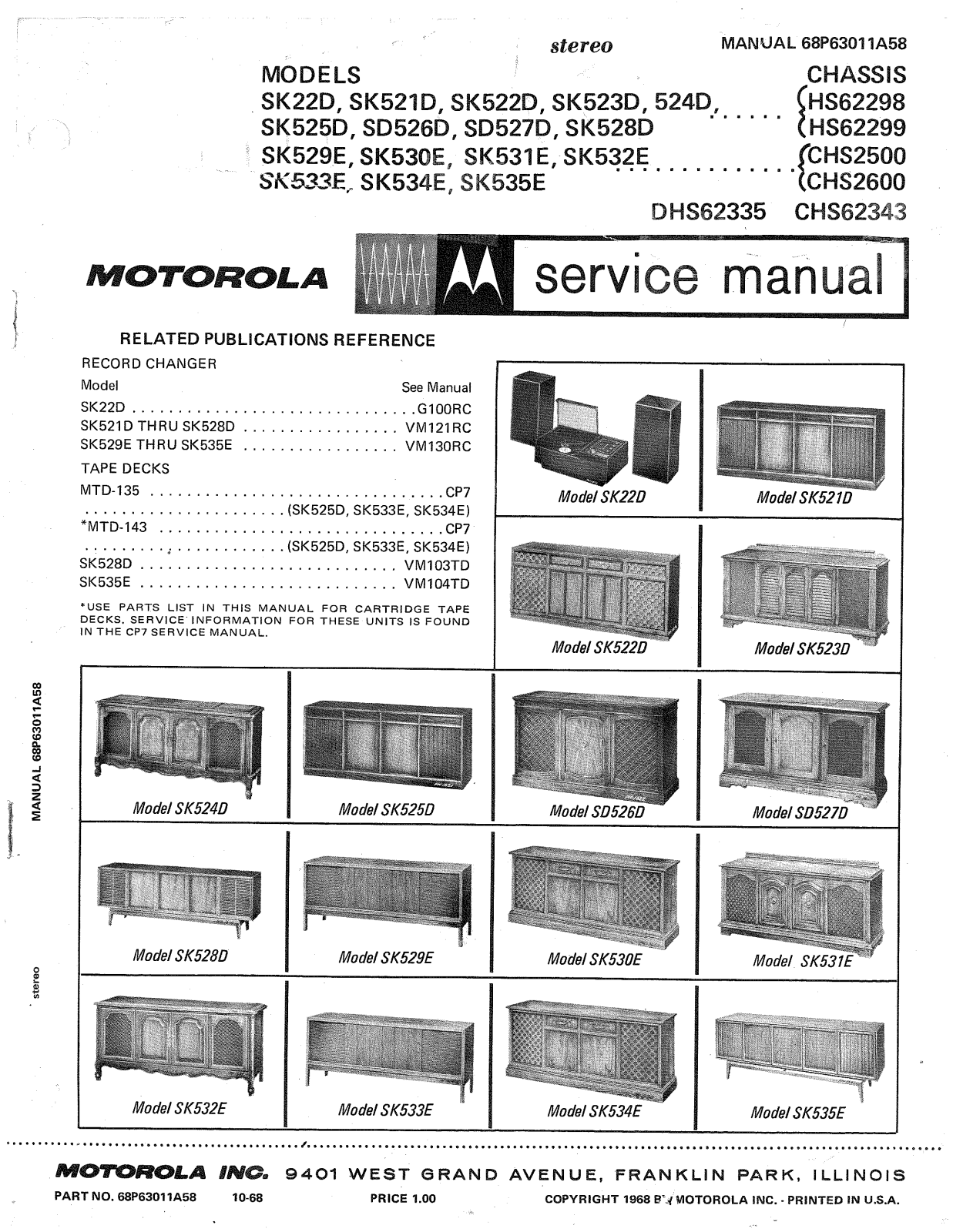 Moth Audio SK-535-E, SK-22-D, SK-523-D, SK-522-D, SK-521-D Service manual