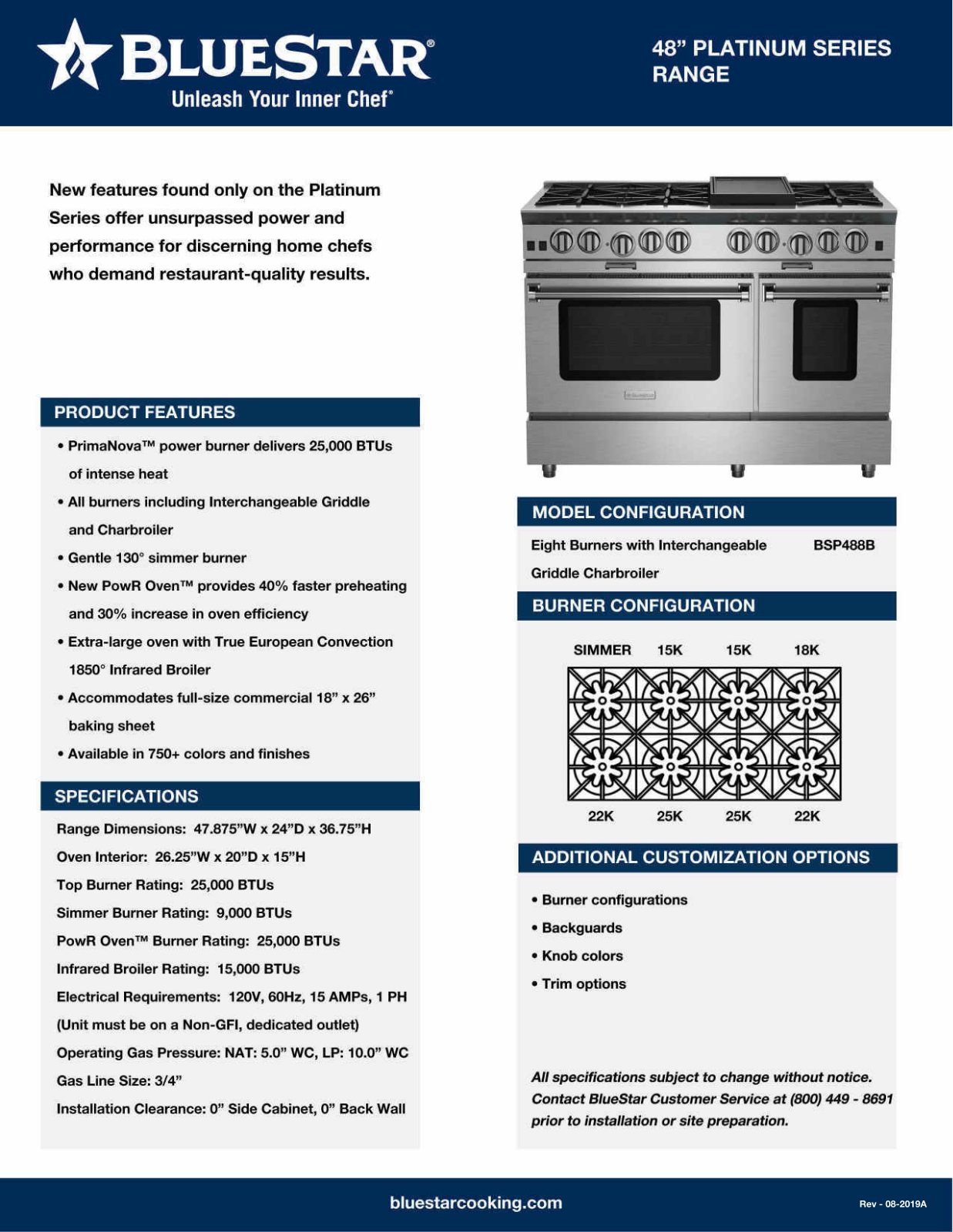 BlueStar BSP488BLCCPLT Specifications