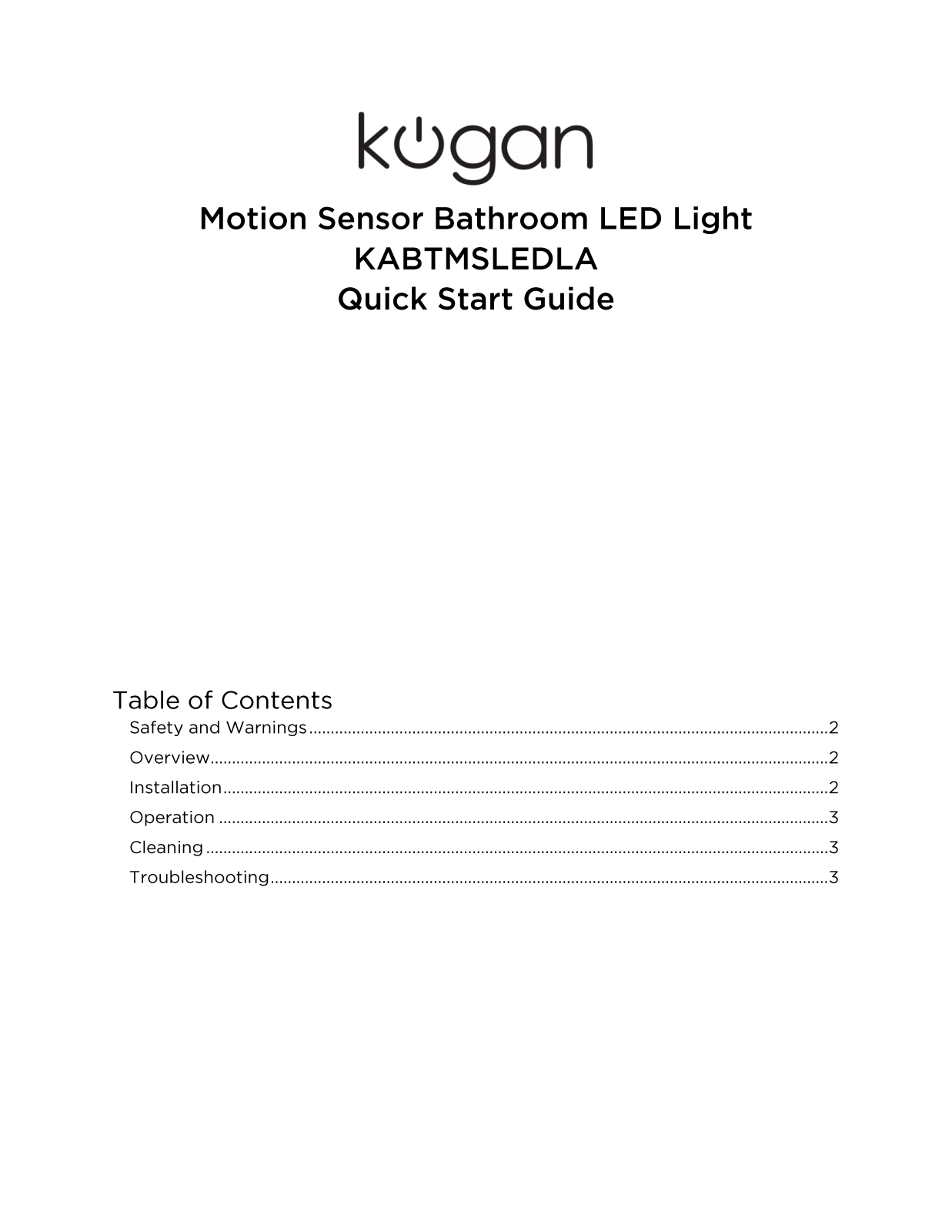 Kogan Kabtmsledla User Manual