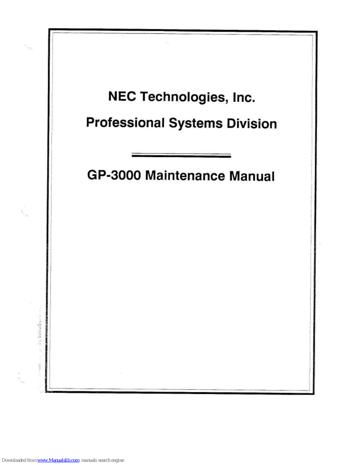 NEC GP-3000 Maintance Manual