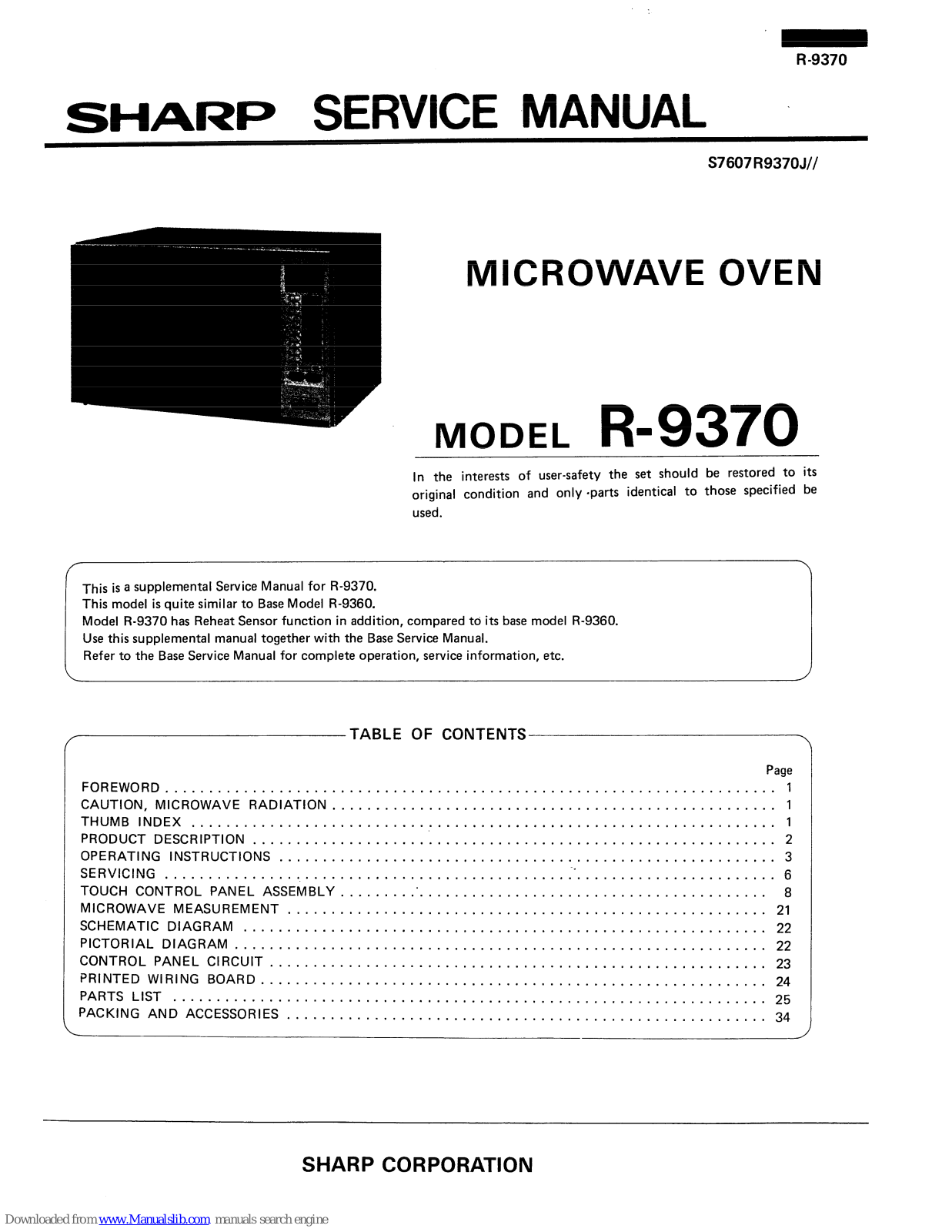 Sharp R-9370 Service Manual - ManualMachine.com