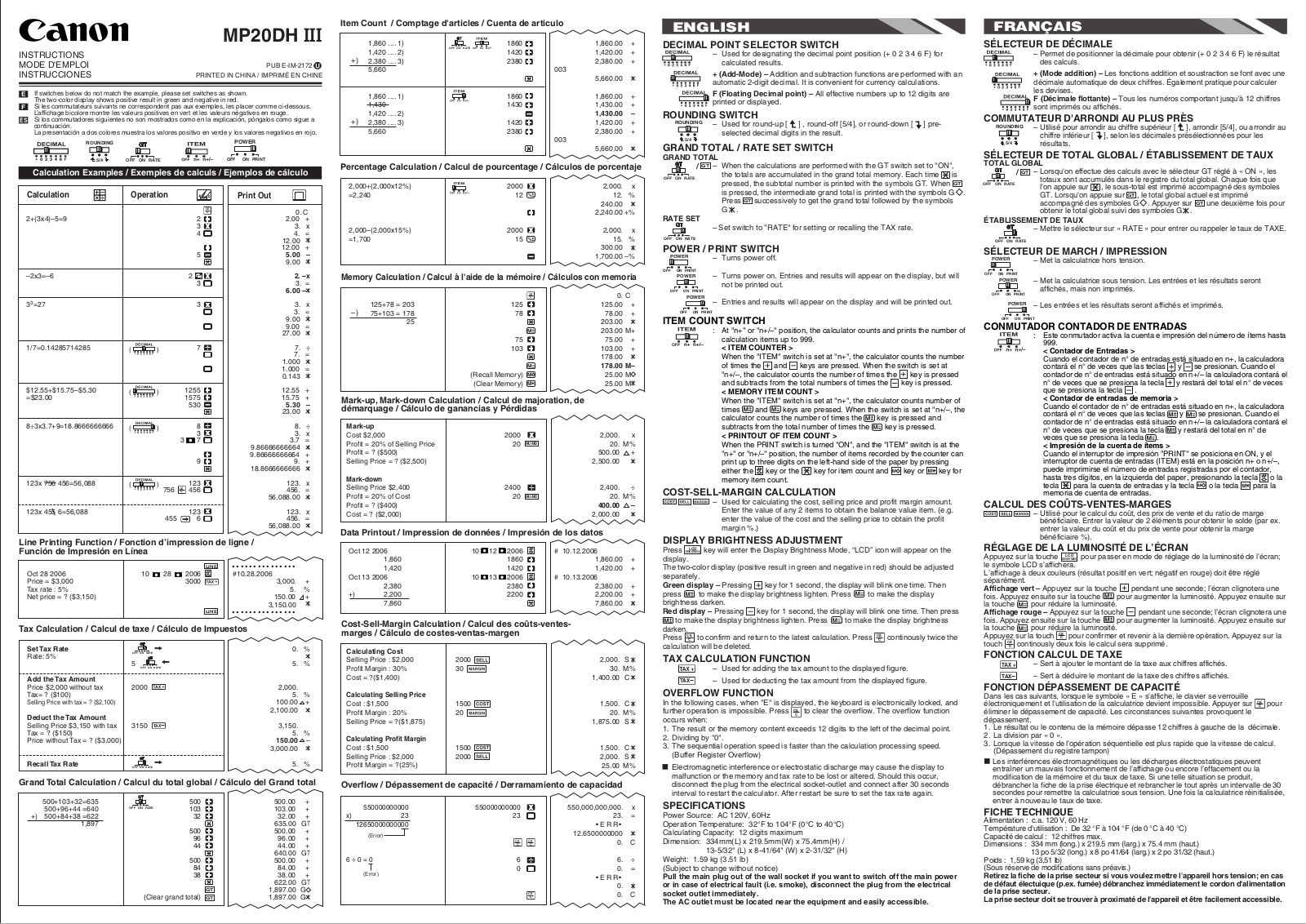 Canon MP20DH III Instructions Manual