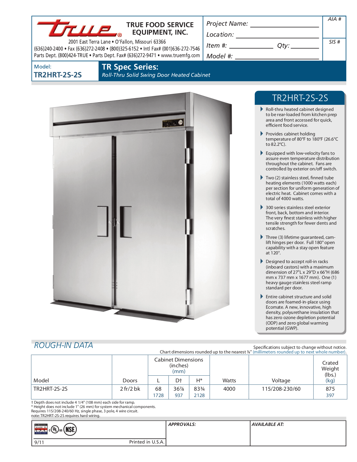 True TR2HRT-2S-2S User Manual