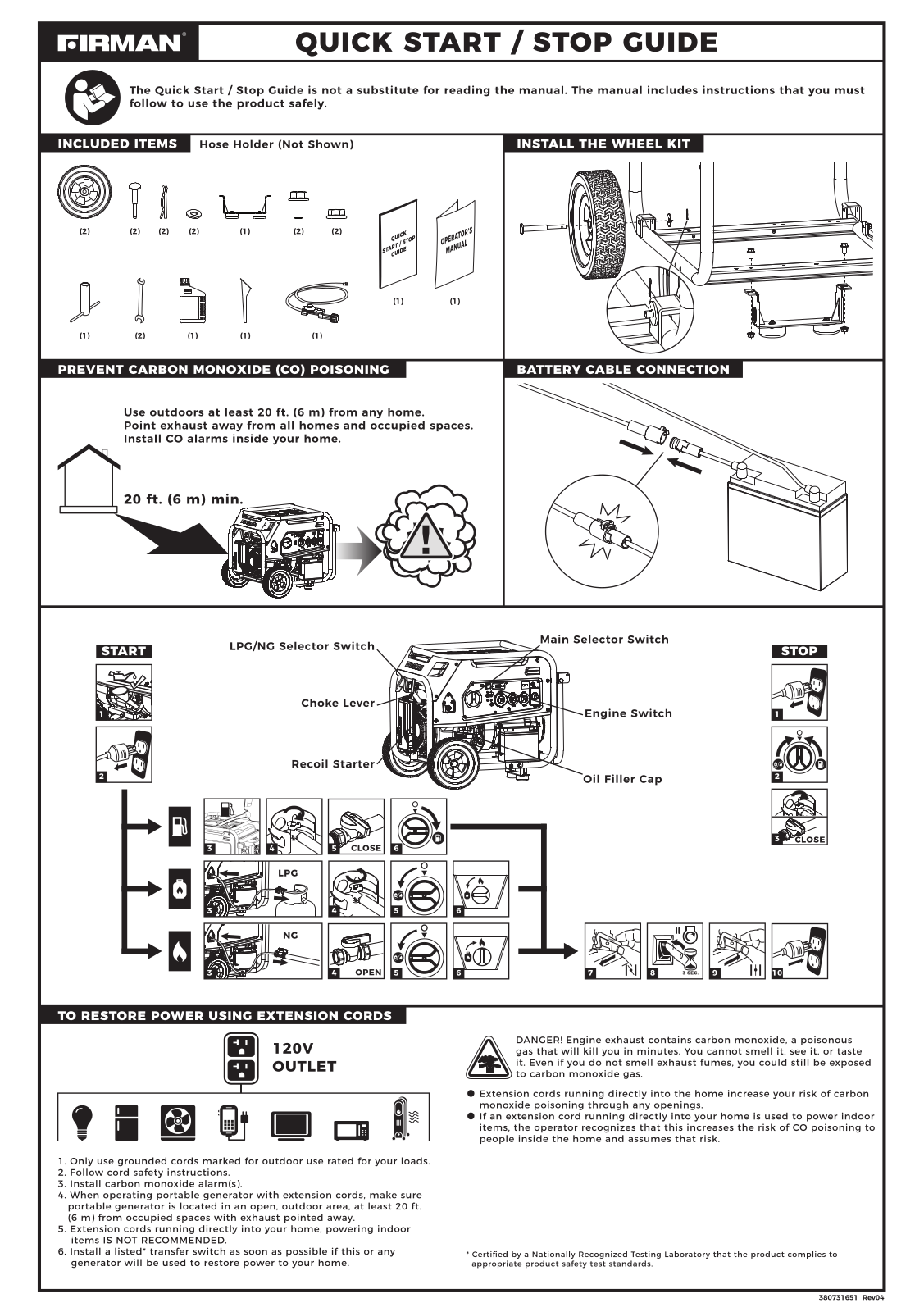 Firman T08072 Quick Start Guide - ManualMachine.com
