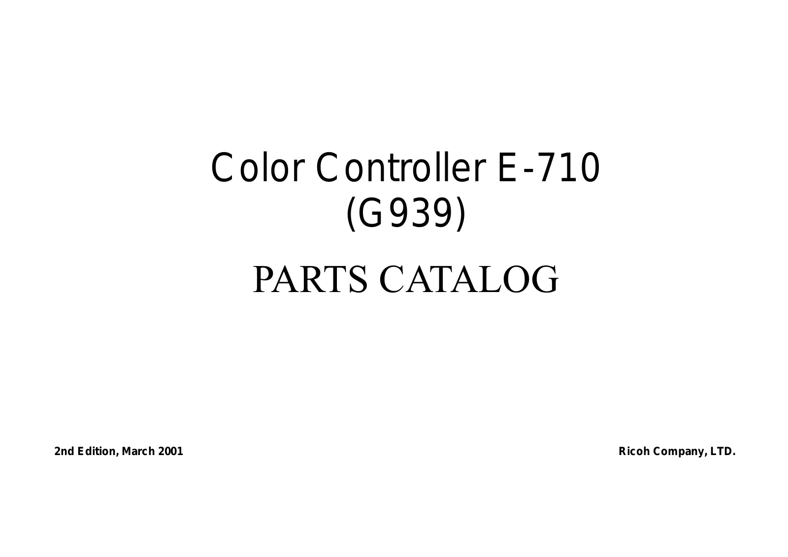 Ricoh e710 PARTS CATALOG