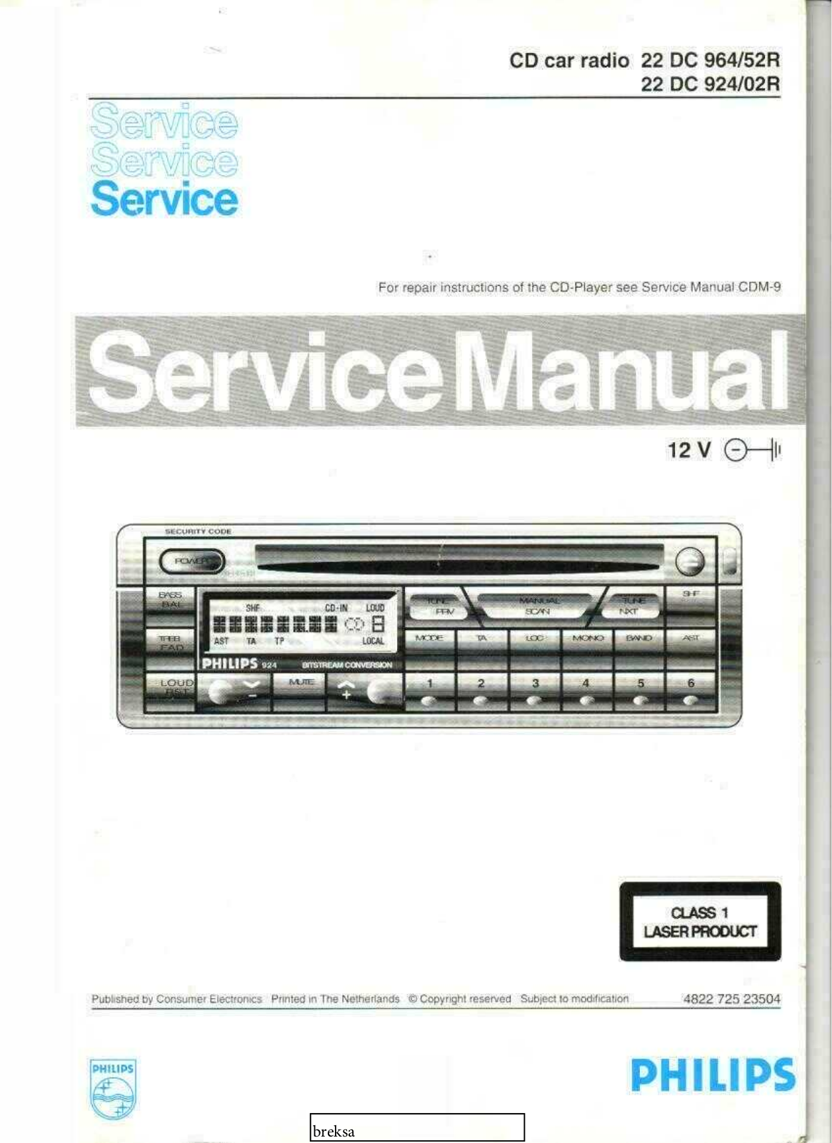 Philips 22-DC-964-52-R Service Manual