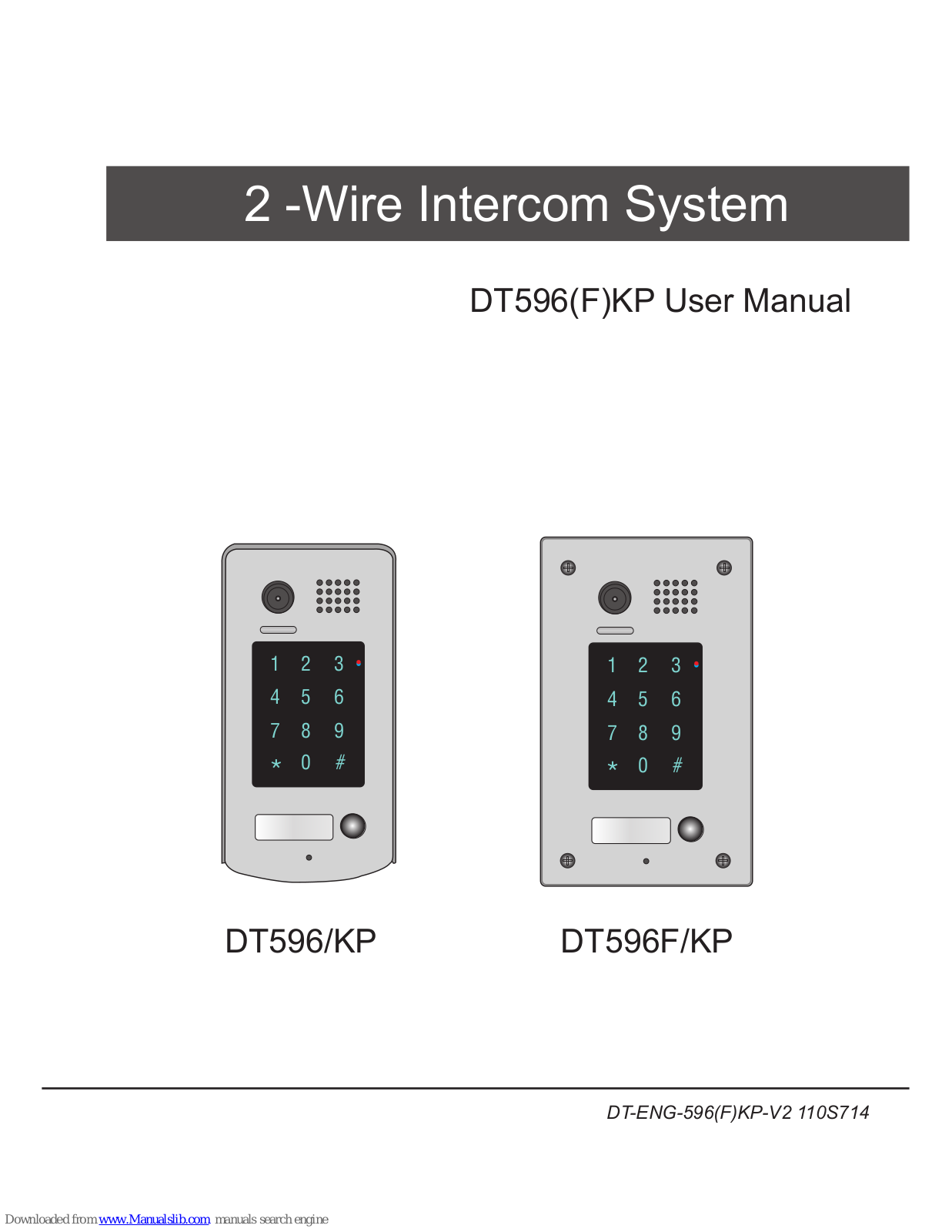 V-Tec DT596/KP, DT596F/KP User Manual