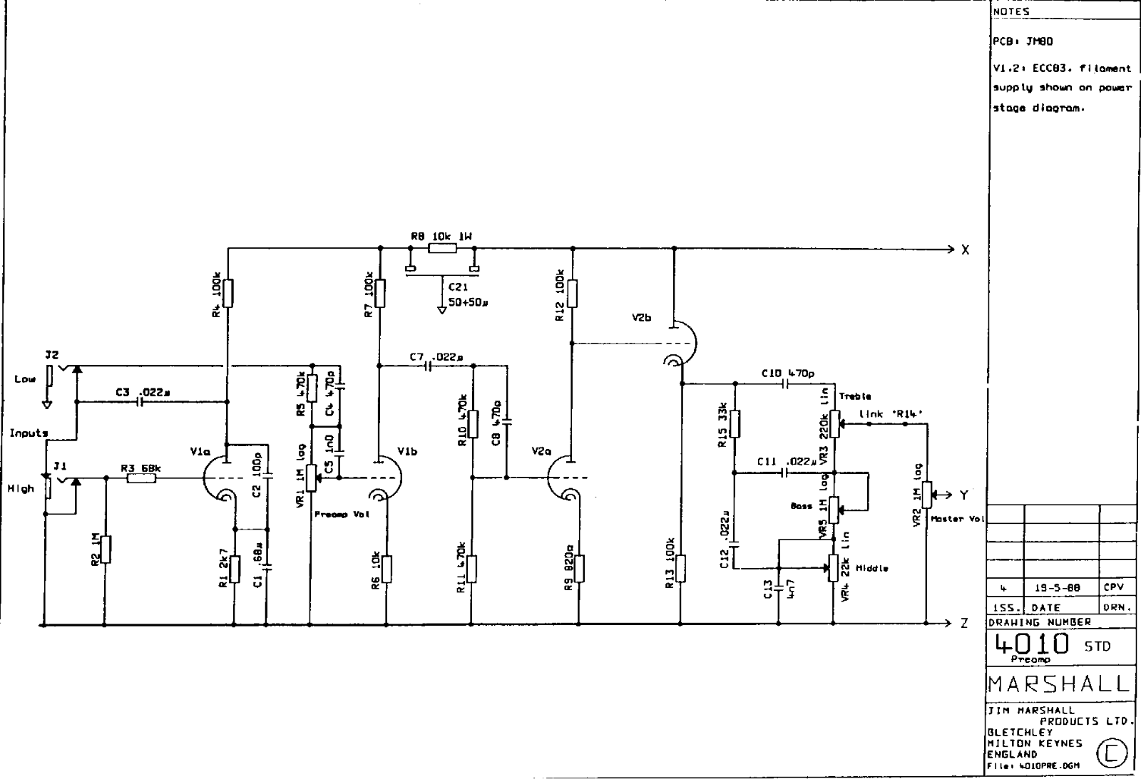 Marshall 4010-Preamp Schematic