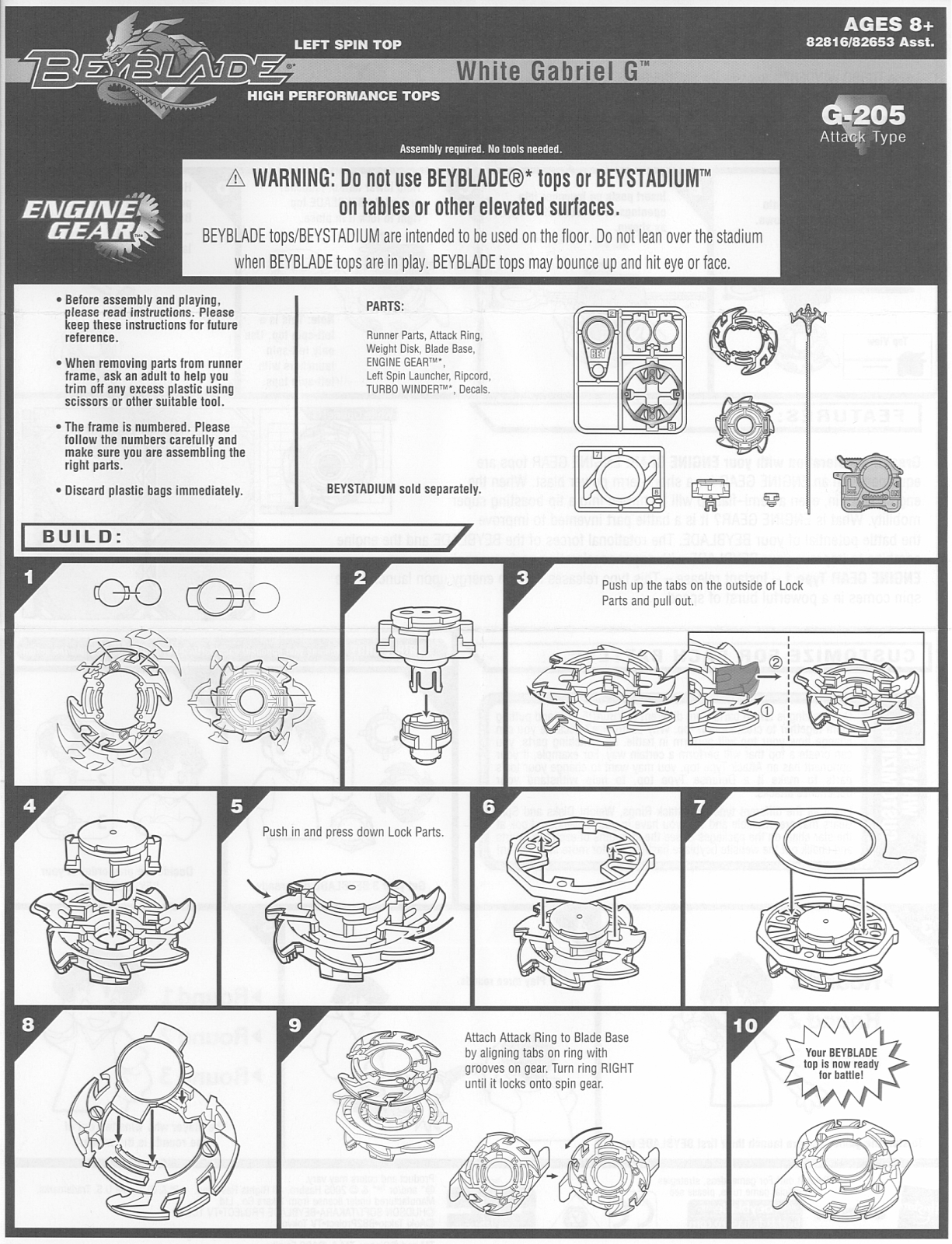 HASBRO Beyblade White Gabriel G Engine Gear User Manual