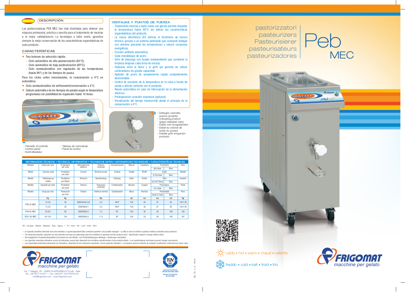 Frigomat PEB 30 MEC, PEB 60 MEC, PEB 130 MEC Product Information