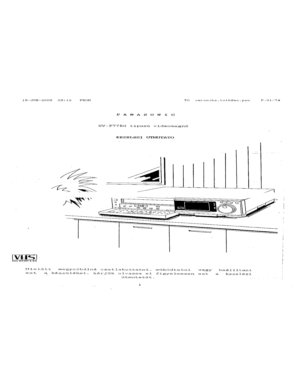 Panasonic NVF77EG Operating Instructions