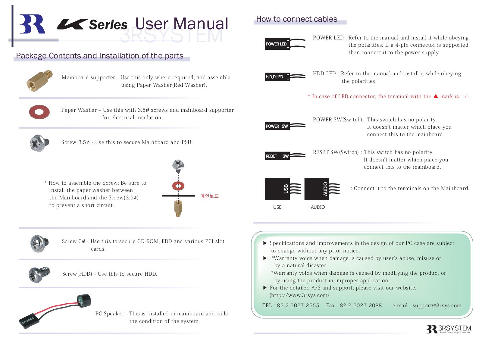 3R SYSTEM CASE K User Manual