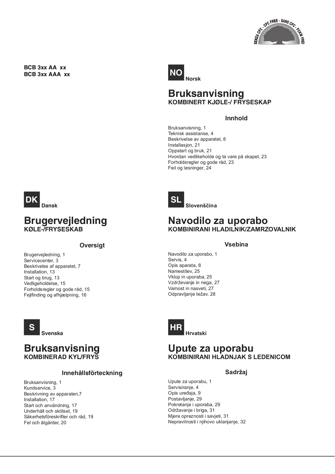 Hotpoint Ariston BCB 31 AAA, BCB 33 AAA, BCB 33 AA S, BCB 33 AA, BCB 33 AAA S User Manual