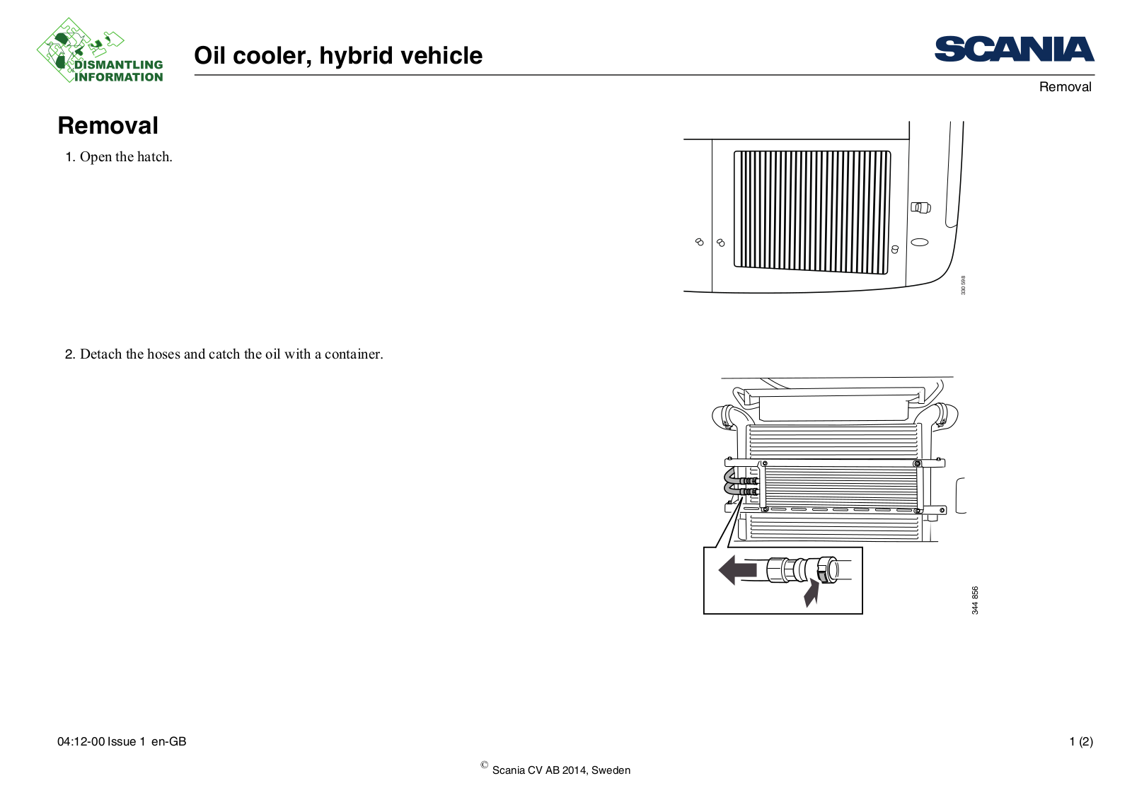 Scania Oil cooler, hybrid vehicle Service Manual