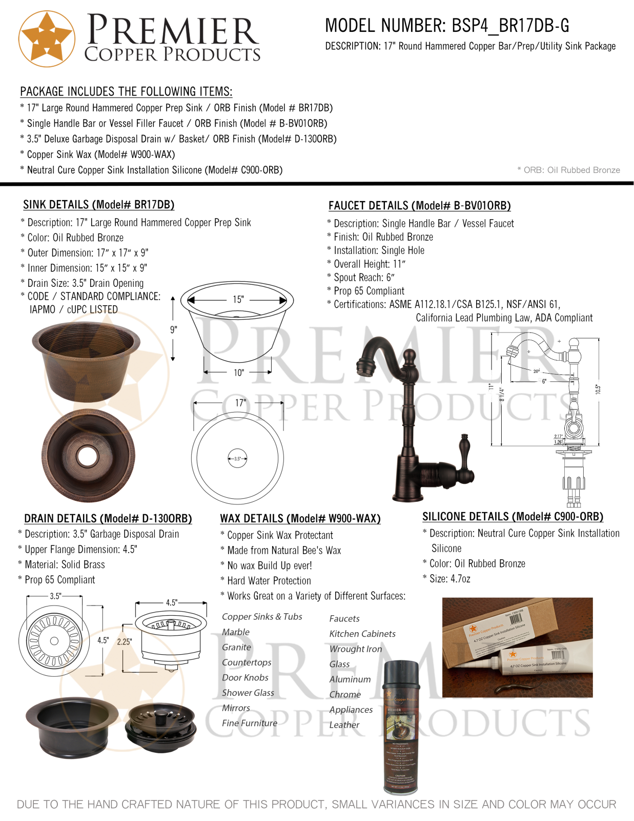 Premier Copper Products IER1785 Specifications - ManualMachine.com