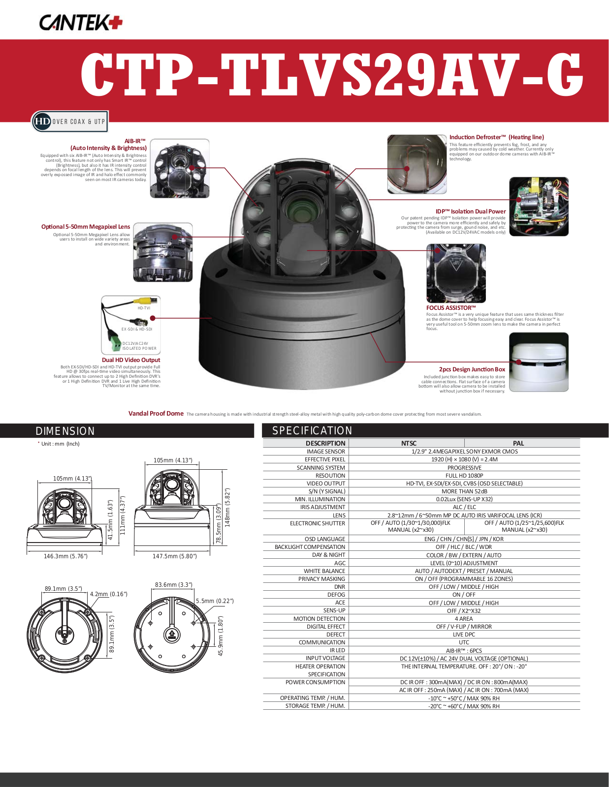 Cantek Plus CTP-TLVS29AV-G Specsheet