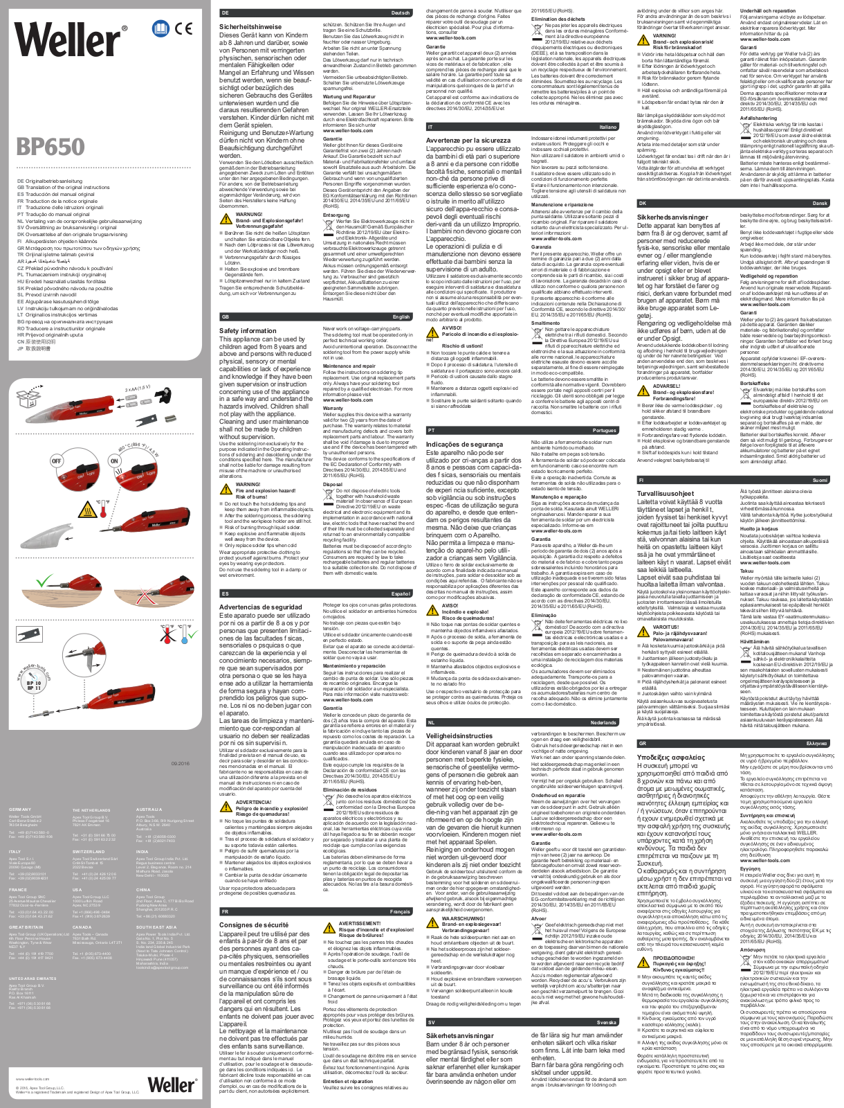 Weller BP860 User guide