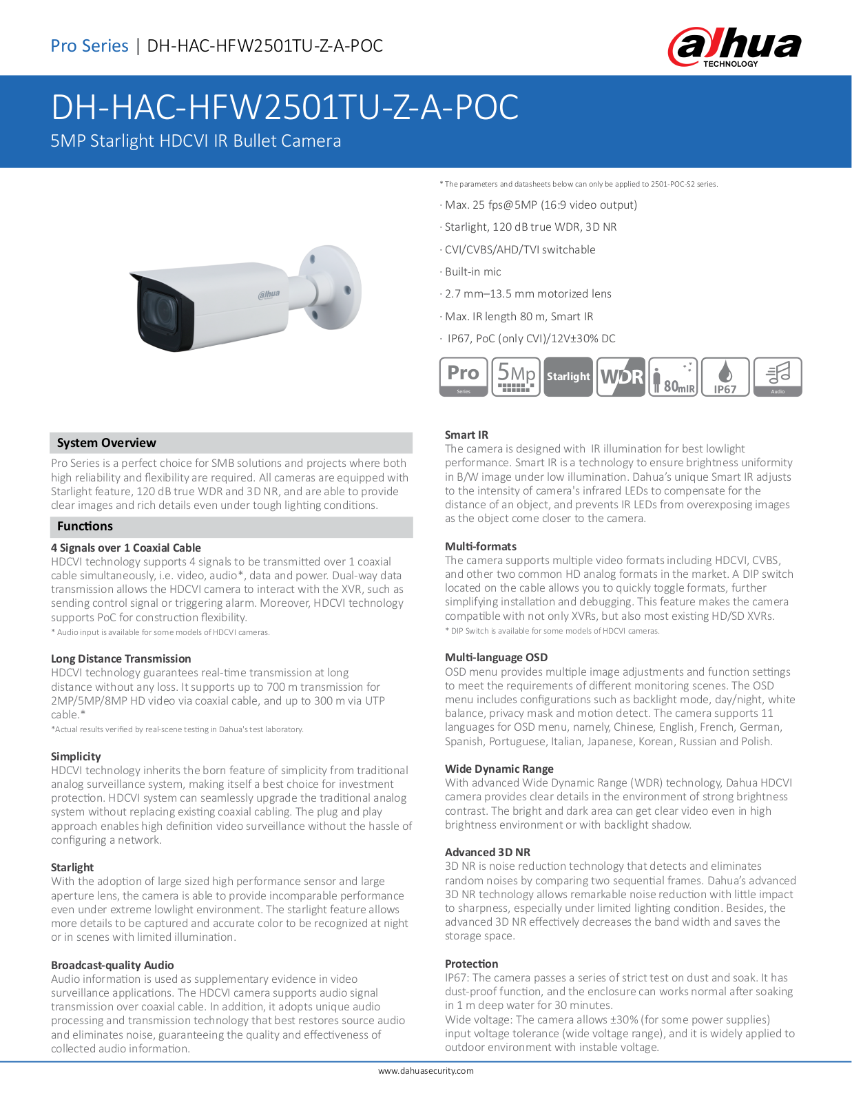 Dahua DH-HAC-HFW2501TU-Z-A-POC User Manual