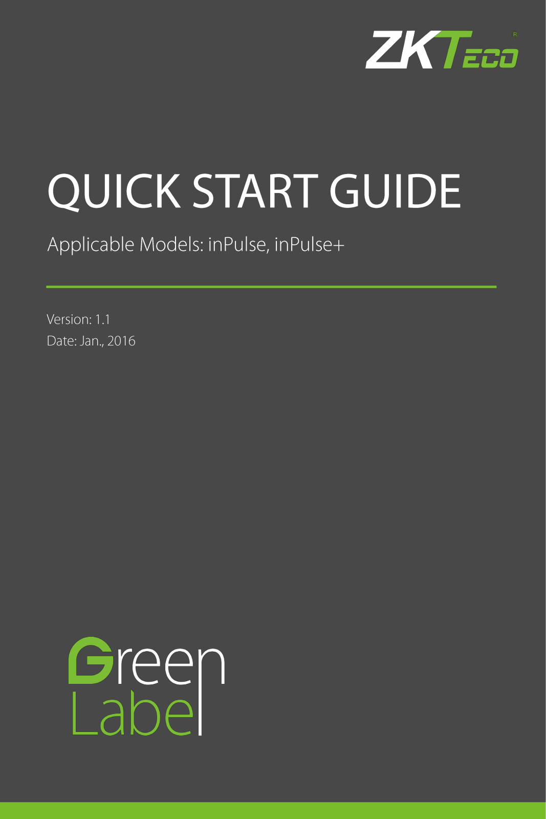 ZKAccess inPulse+ Quick Start Guide