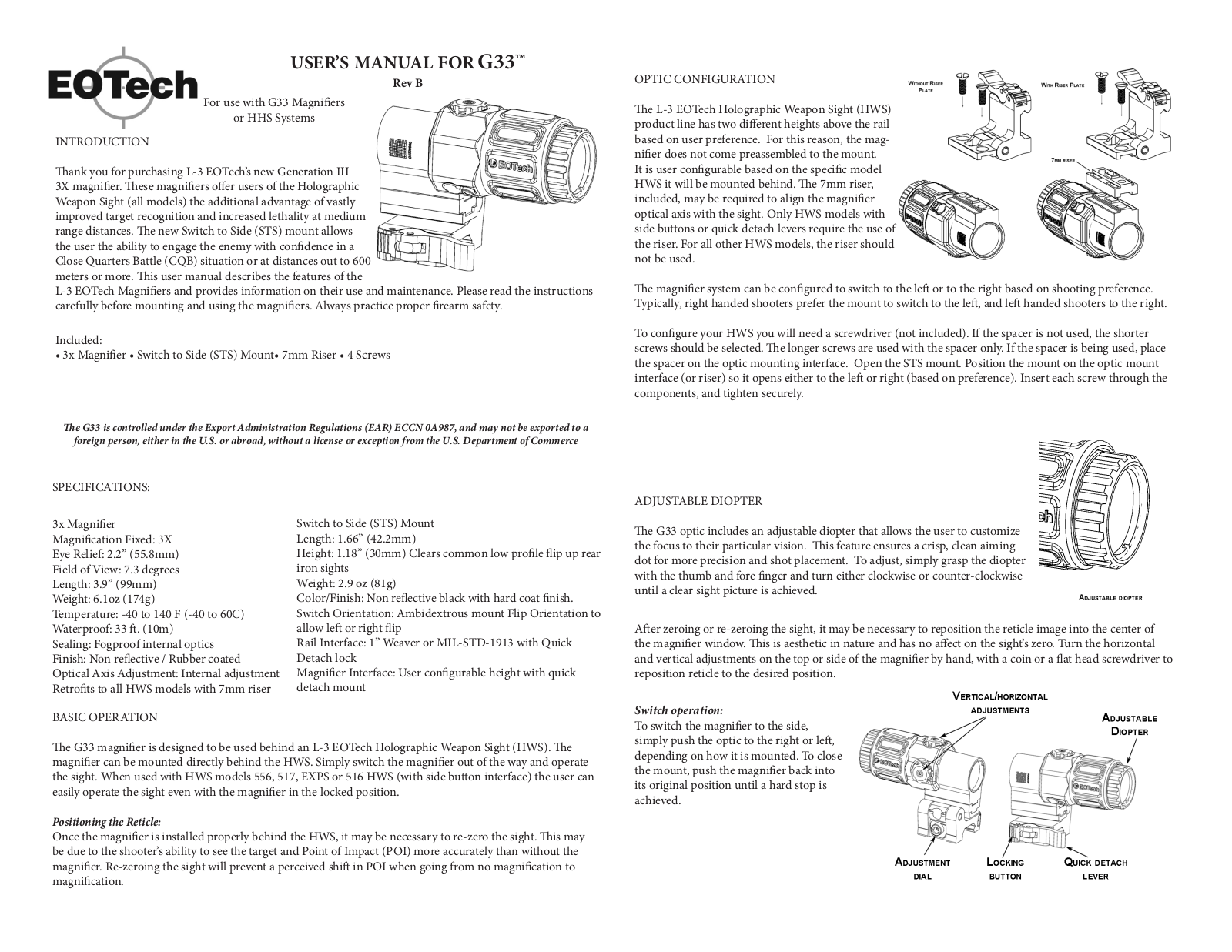 EOTech EXPS3-4 User Manual