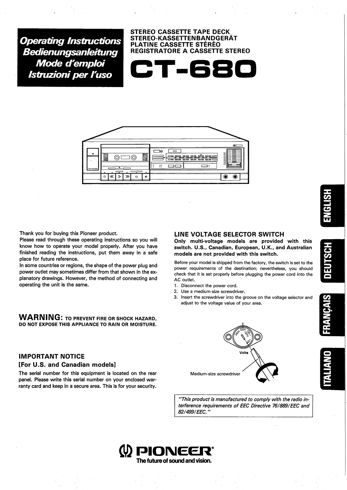 Pioneer CT-680 Owners manual