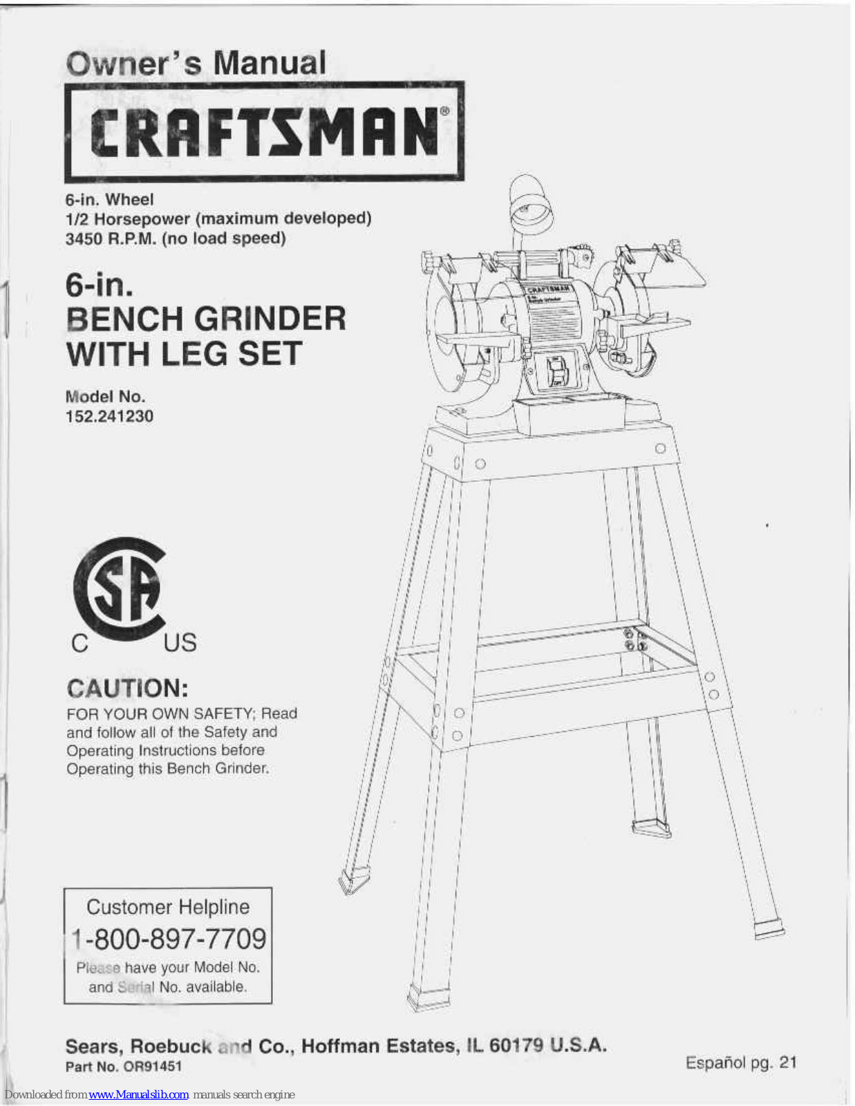 Craftsman 152.241230 Owner's Manual