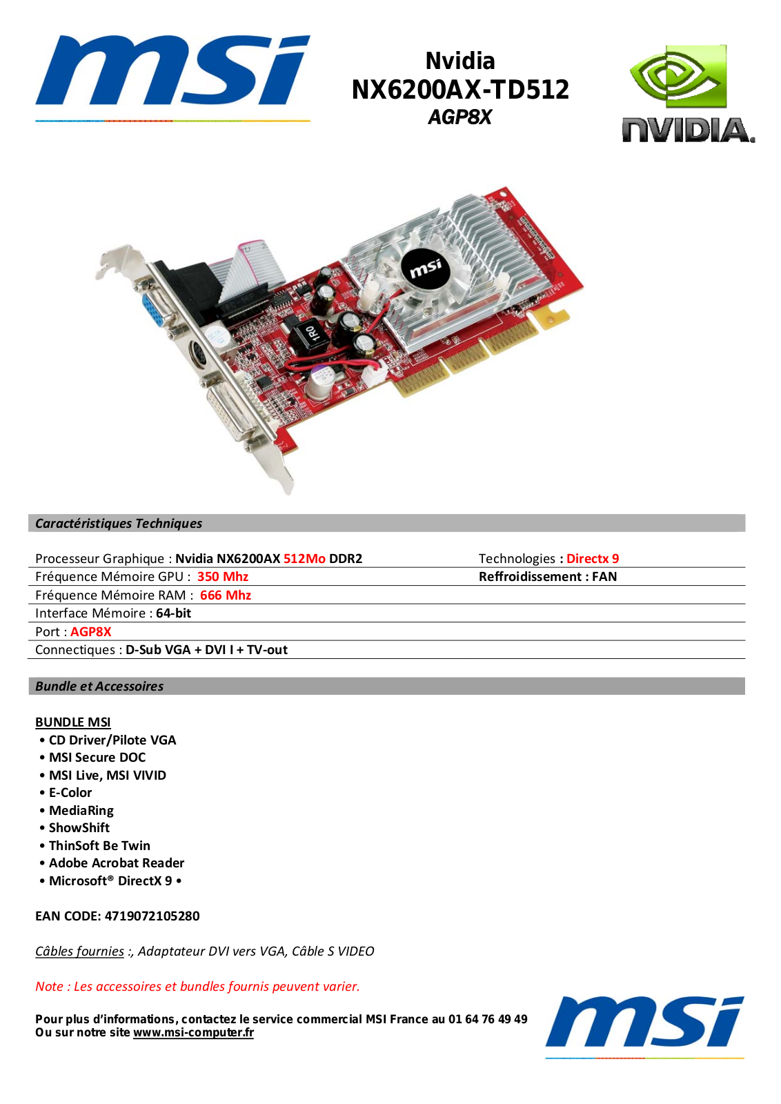 Msi NX6200AX-TD512 User Manual