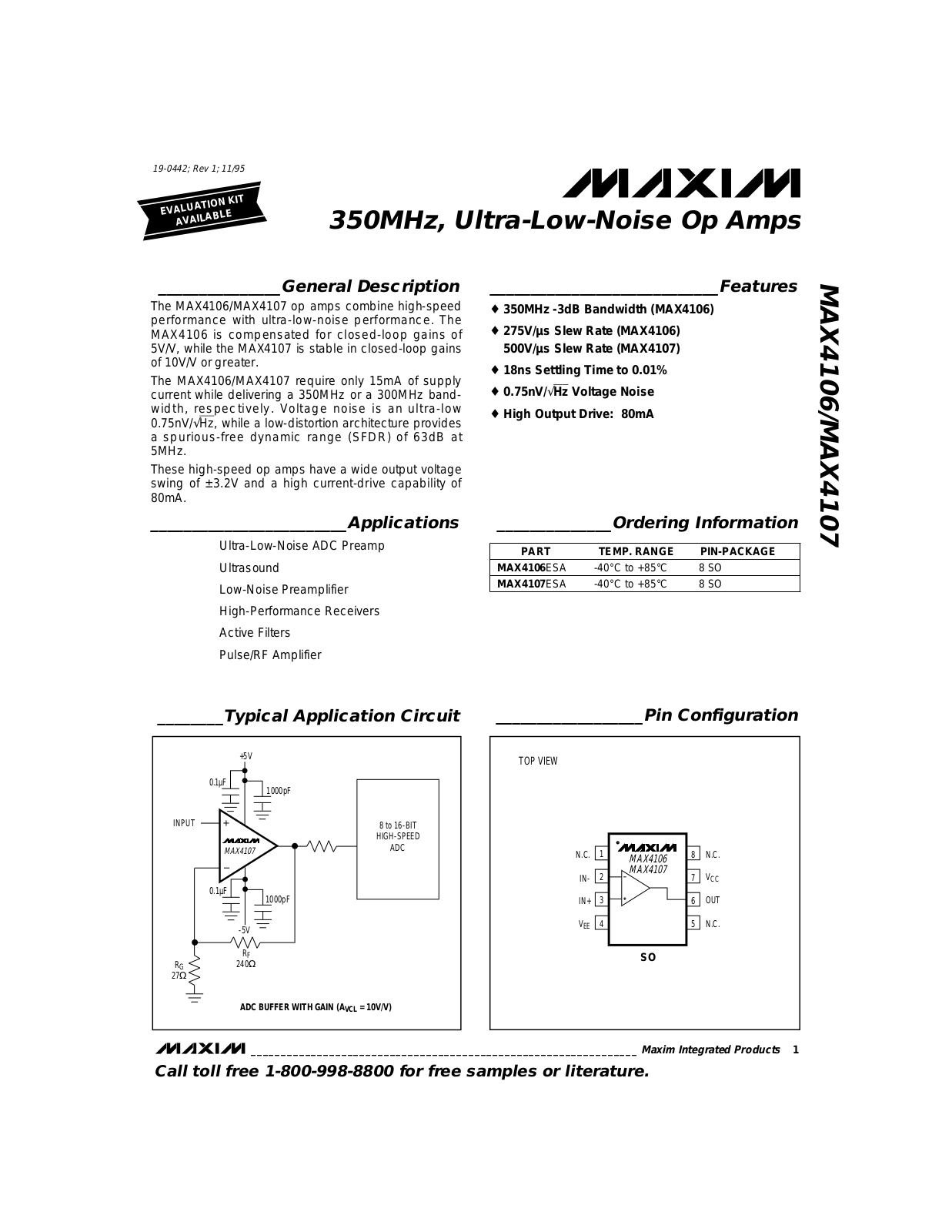 Maxim MAX4107ESA, MAX4106ESA Datasheet