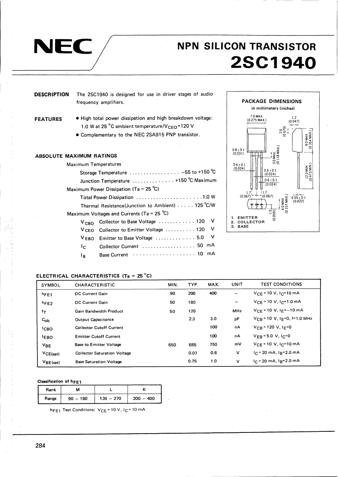 Datasheet 2SC1940 Specification - ManualMachine.com