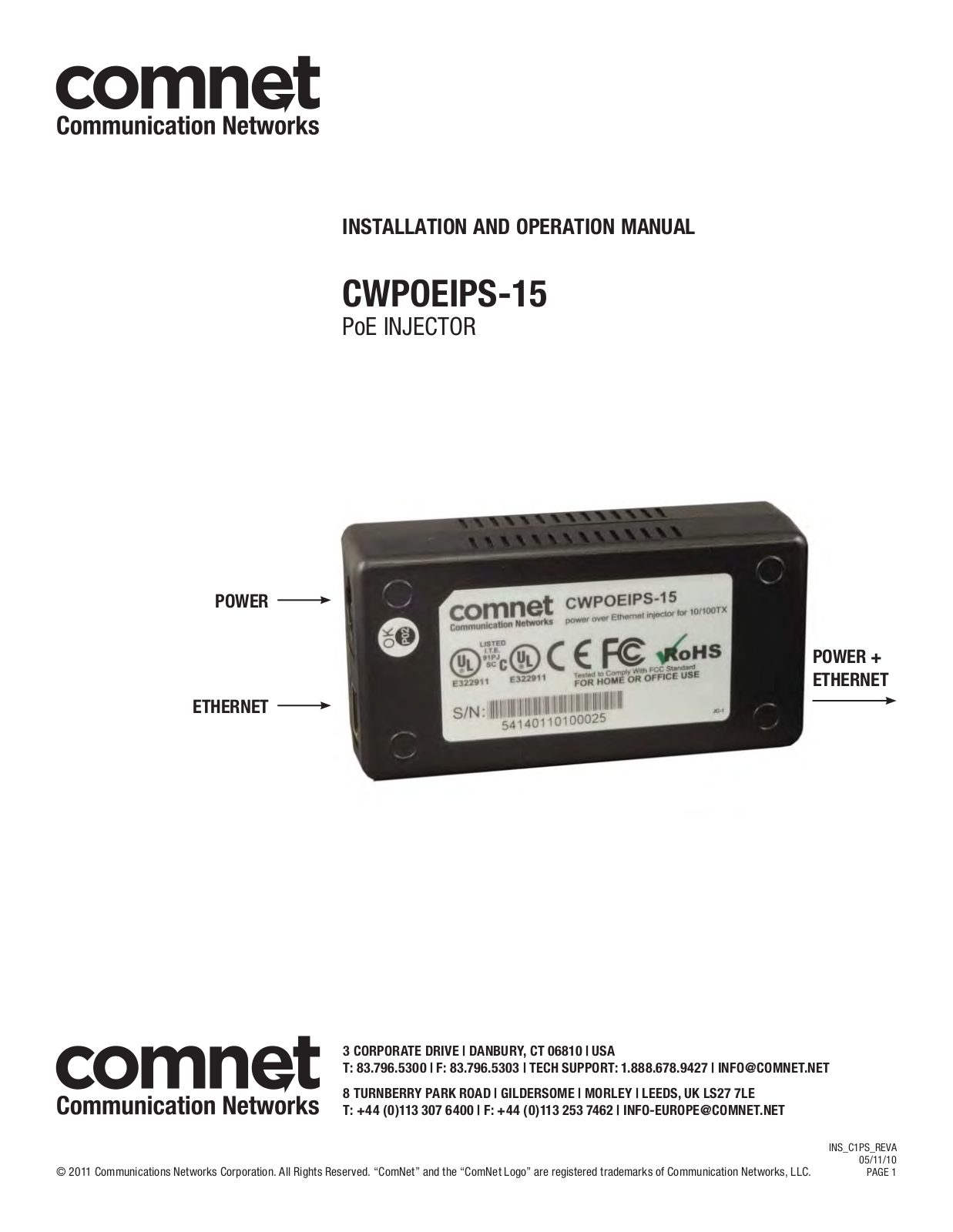 Comnet CWPOEIPS-15 User Manual