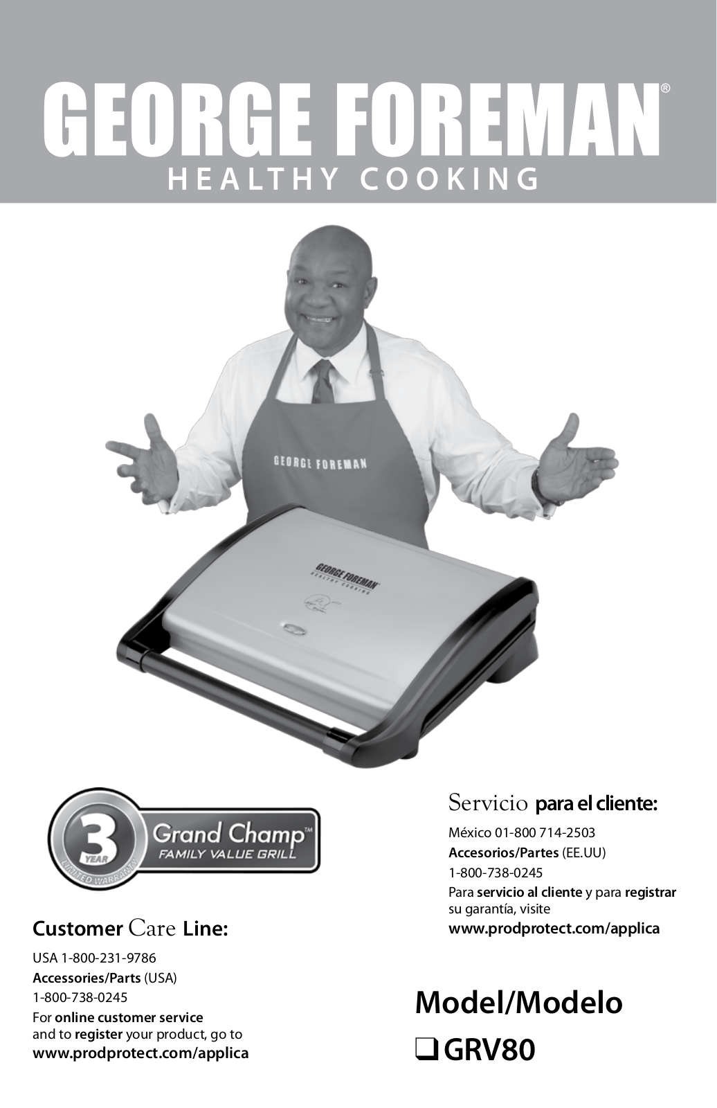 George Foreman GRV80, GRV80RM Owner's Manual