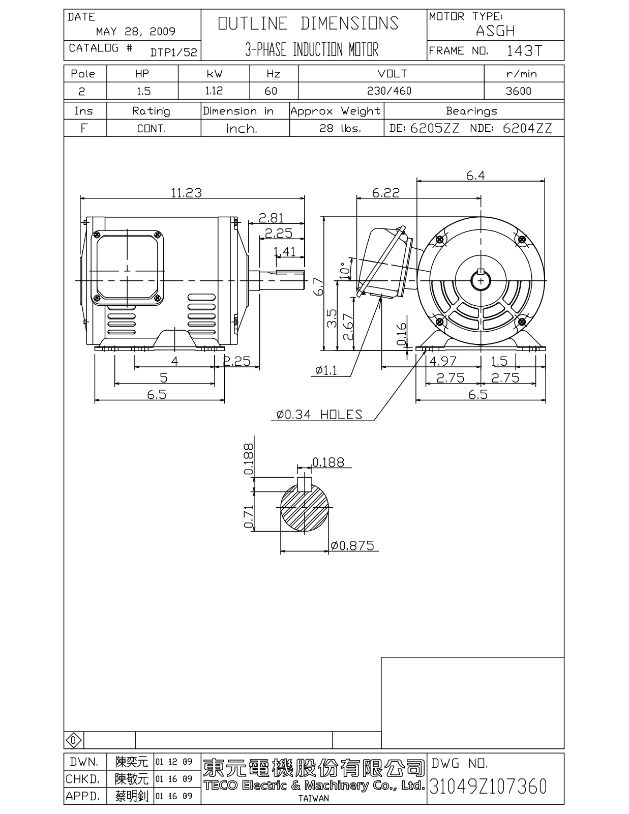 Datasheet DTP1/52 Reference Drawing (Teco) - ManualMachine.com