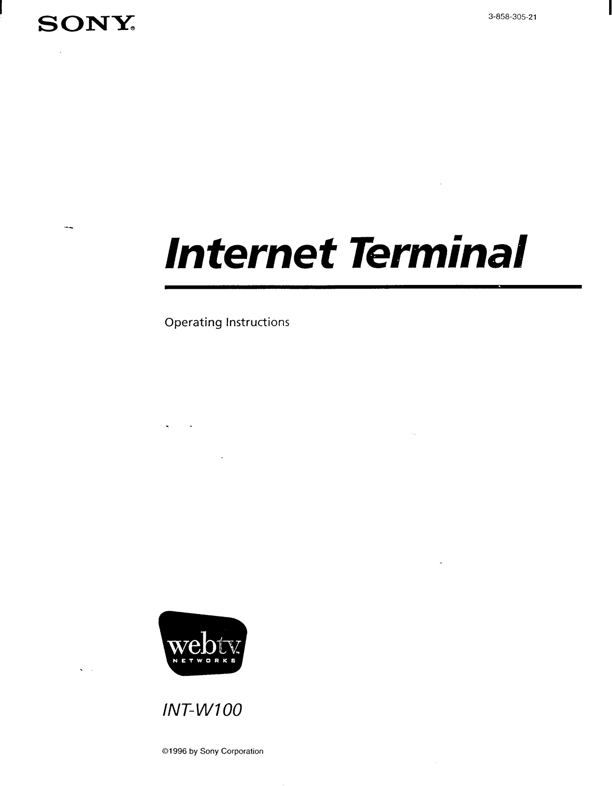 Sony Internet terminal User Manual