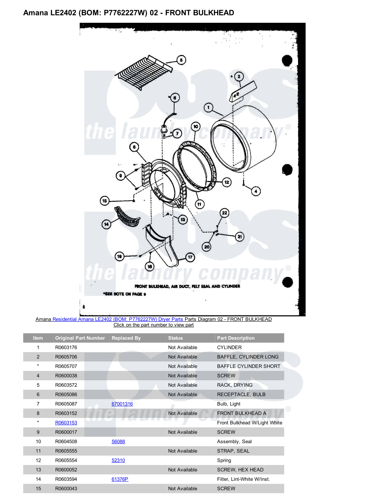 Amana LE2402 Parts Diagram