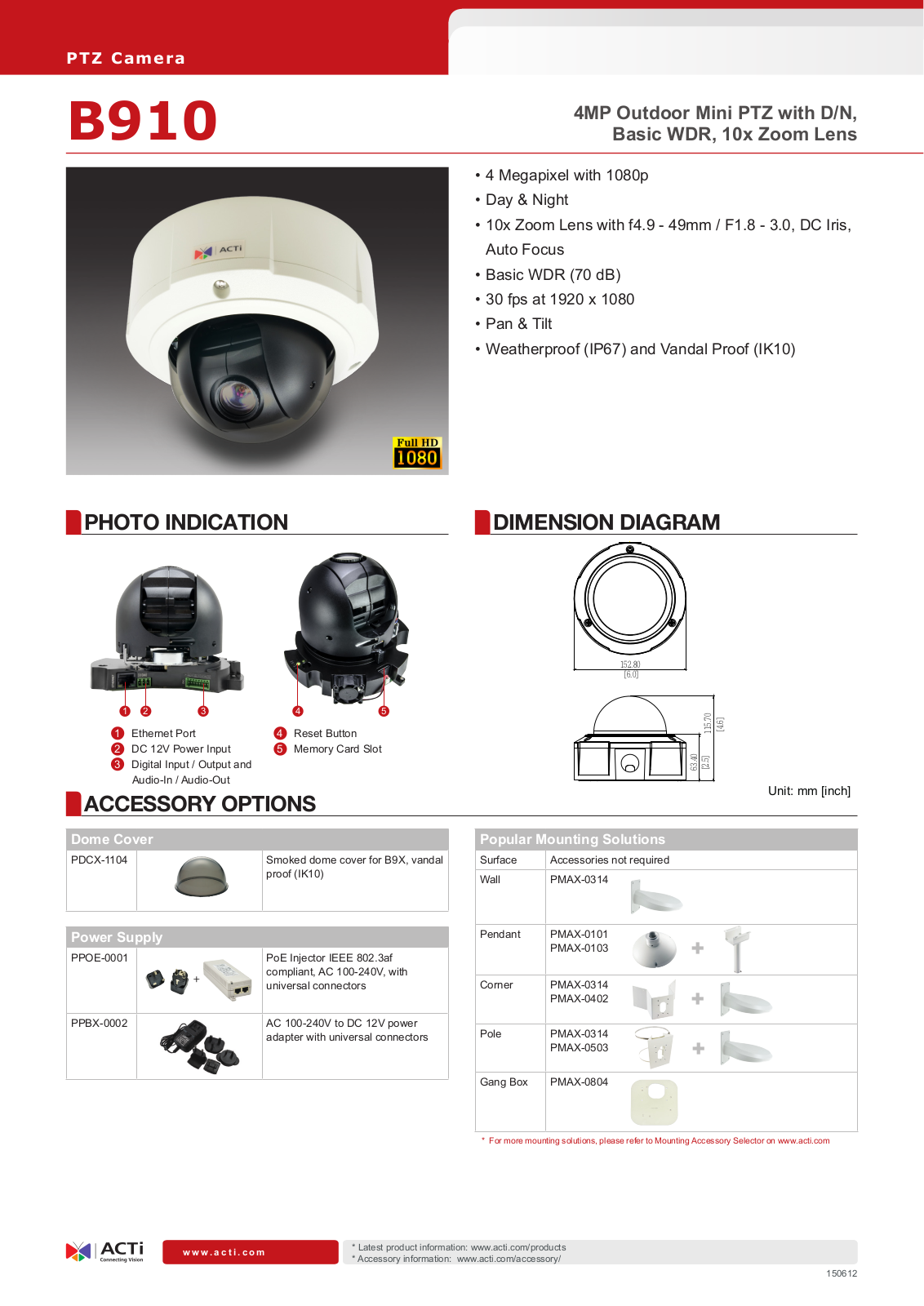 ACTi B910 Specsheet