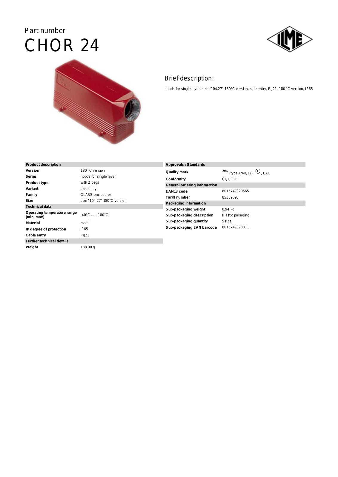 ILME CHOR-24 Data Sheet