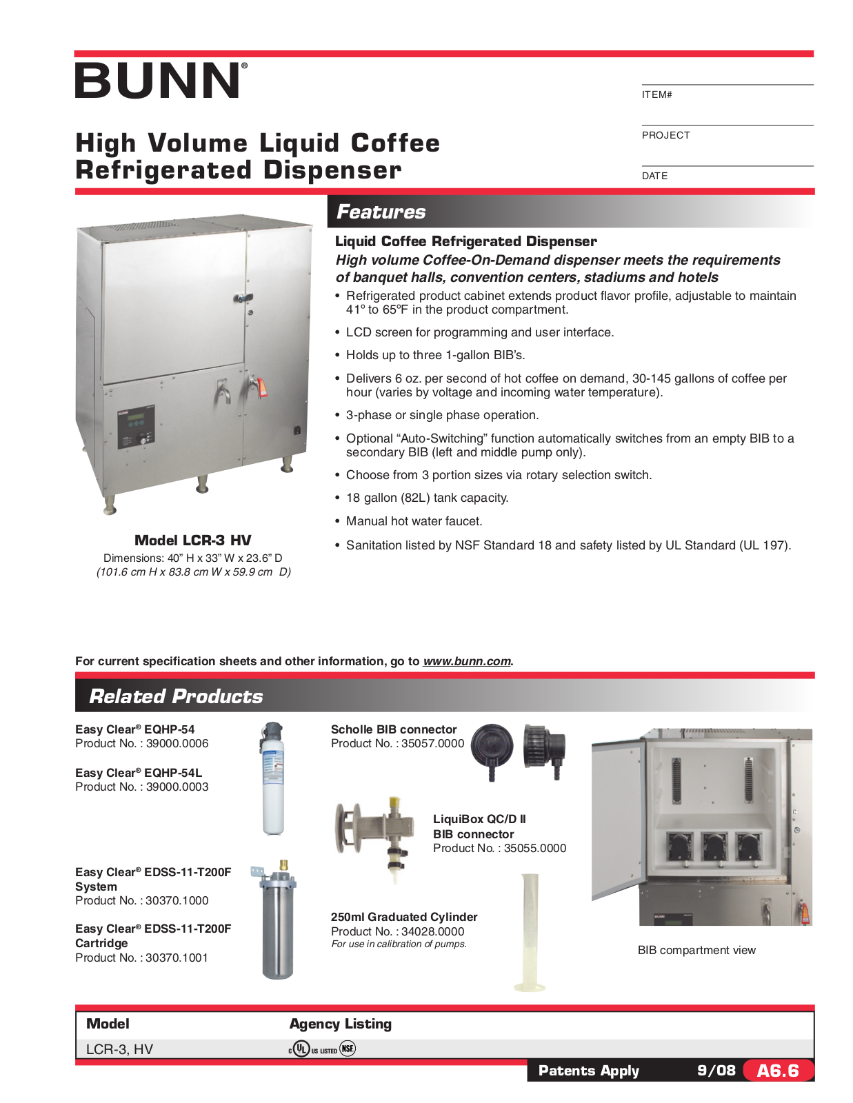 Bunn LCR-3 HV User Manual