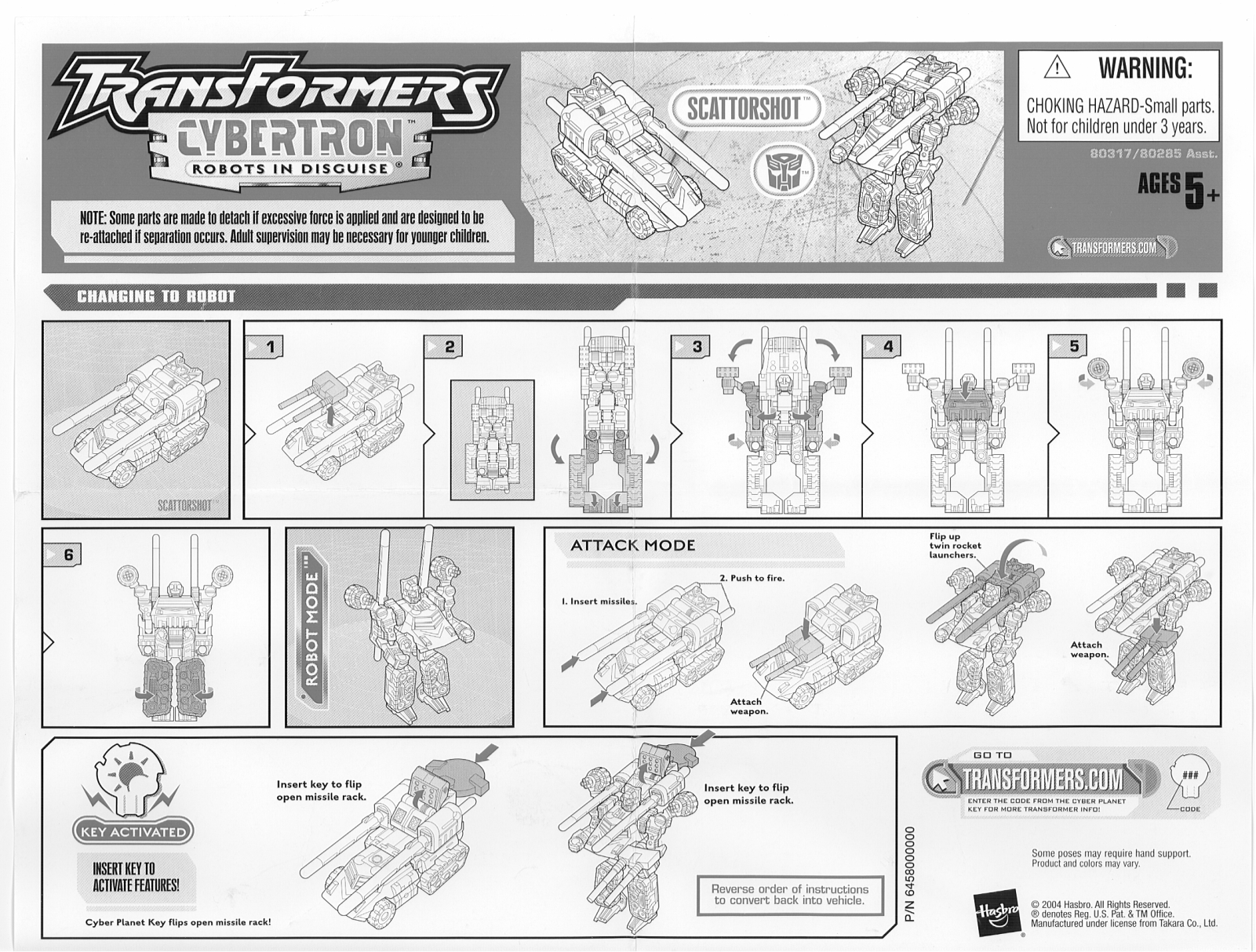 HASBRO Transformers Cybertron Scattershot User Manual