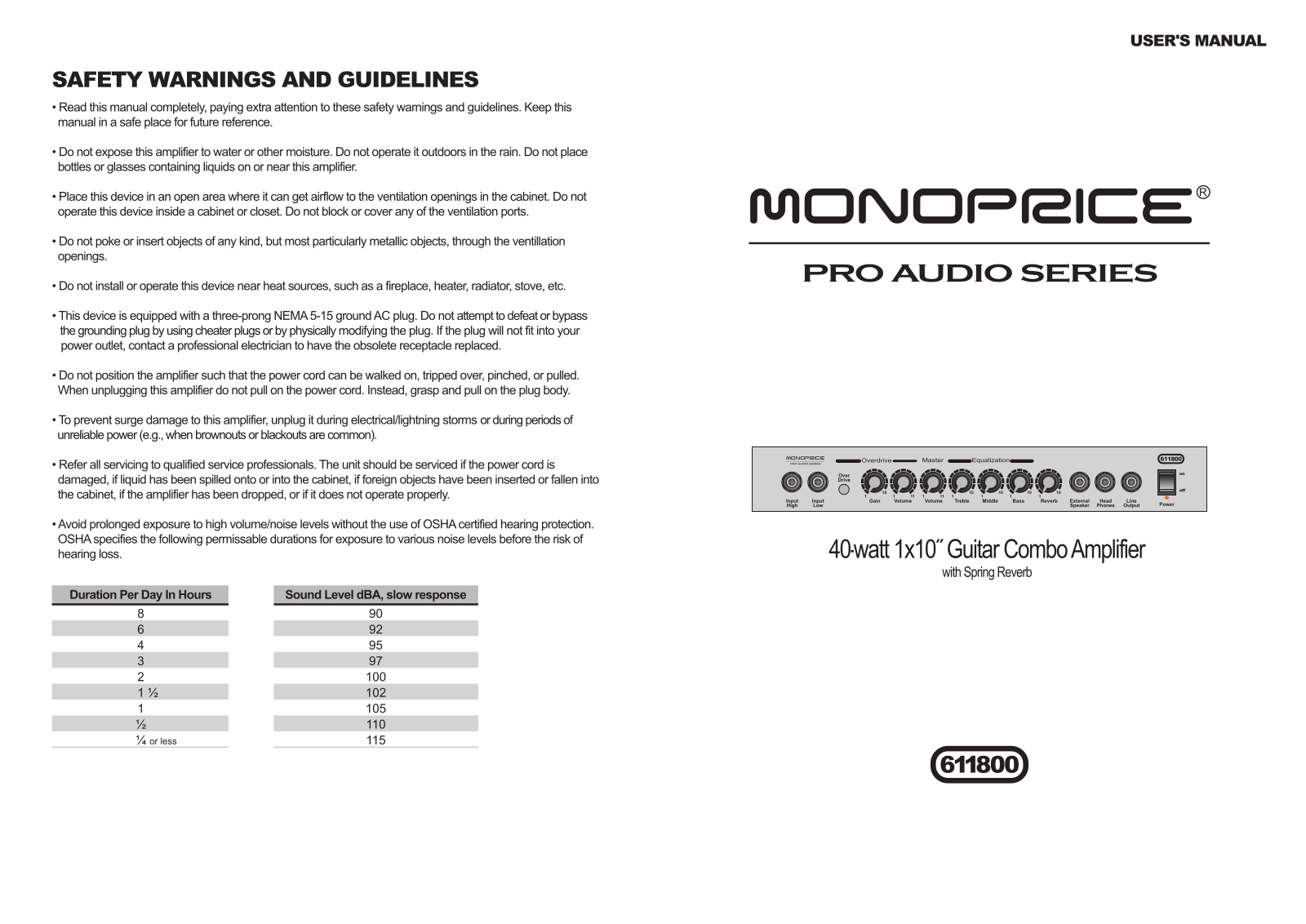 Monoprice 611800 User Manual