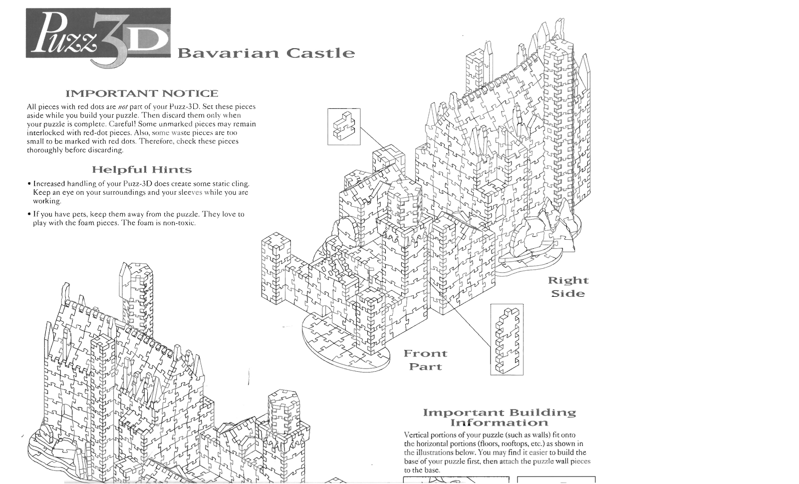 Hasbro PUZZ 3D BAVARIAN CASTLE User Manual