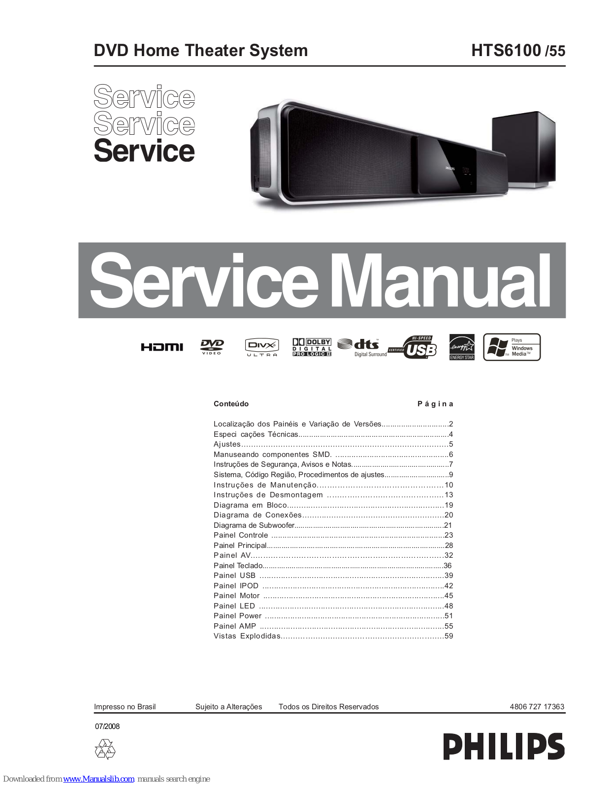 Philips HTS6100/55 Service Manual