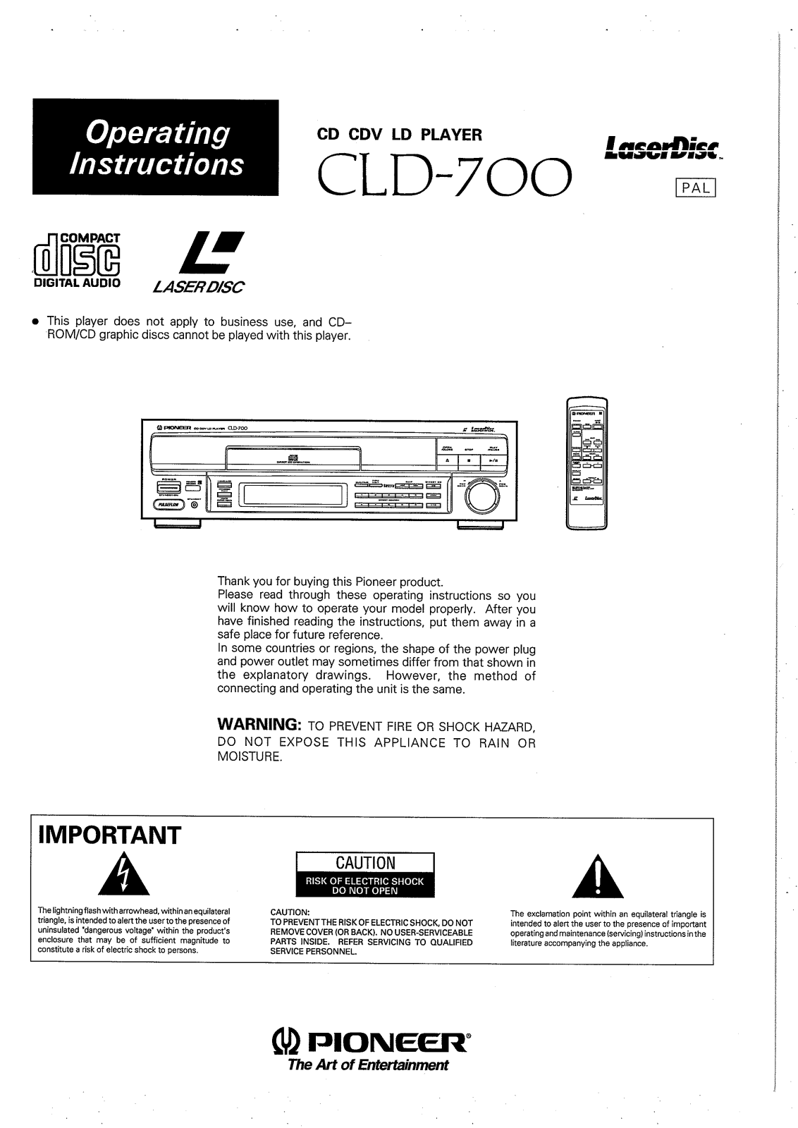Pioneer CLD-700 Manual